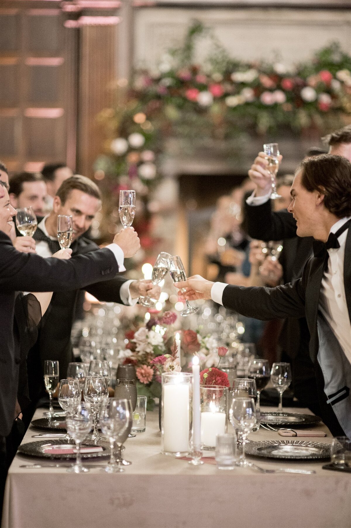 Kate-Murtaugh-Events-Harvard-Club-Boston-wedding-reception-guests-cheers-dinner