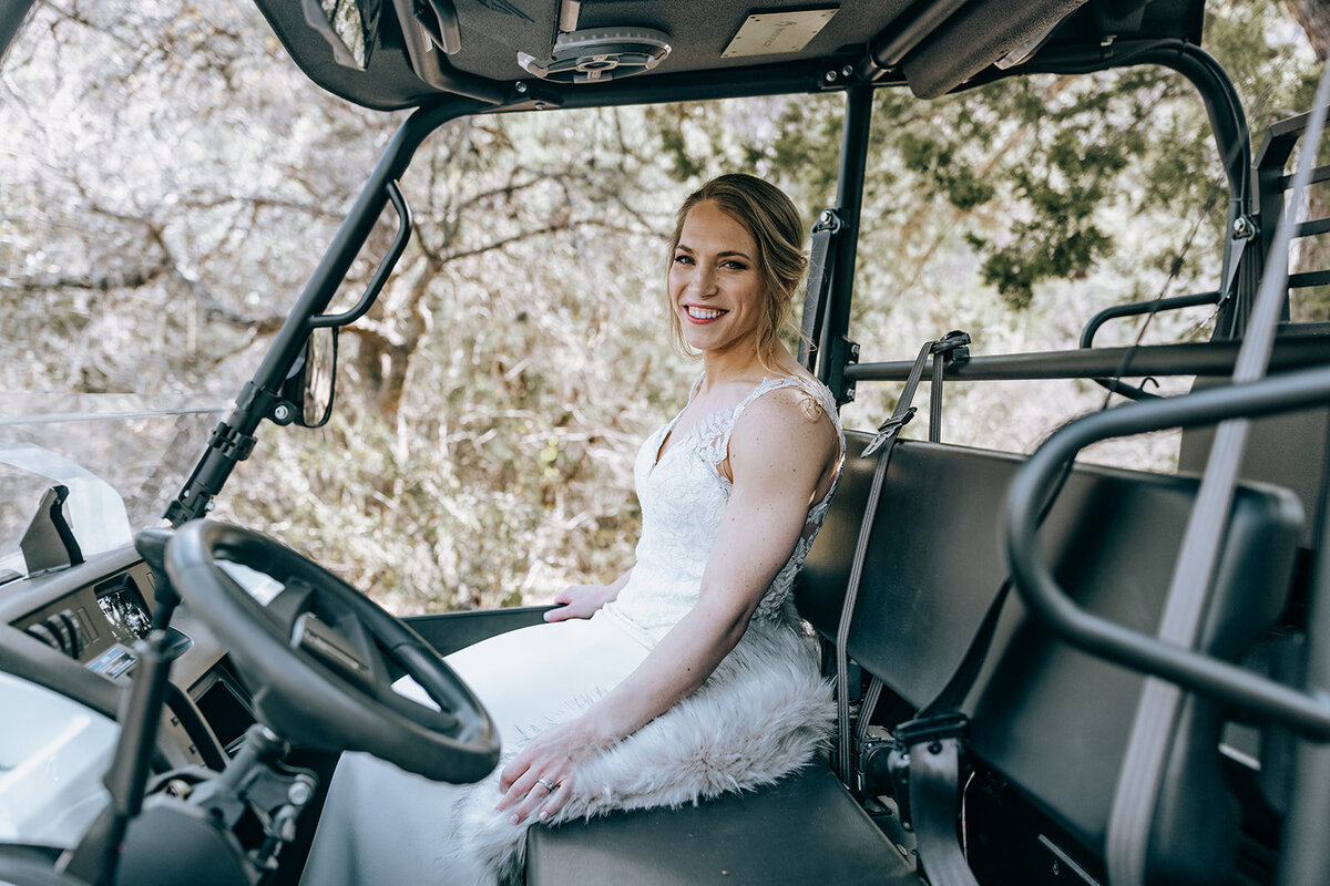 bride sat in buggy car