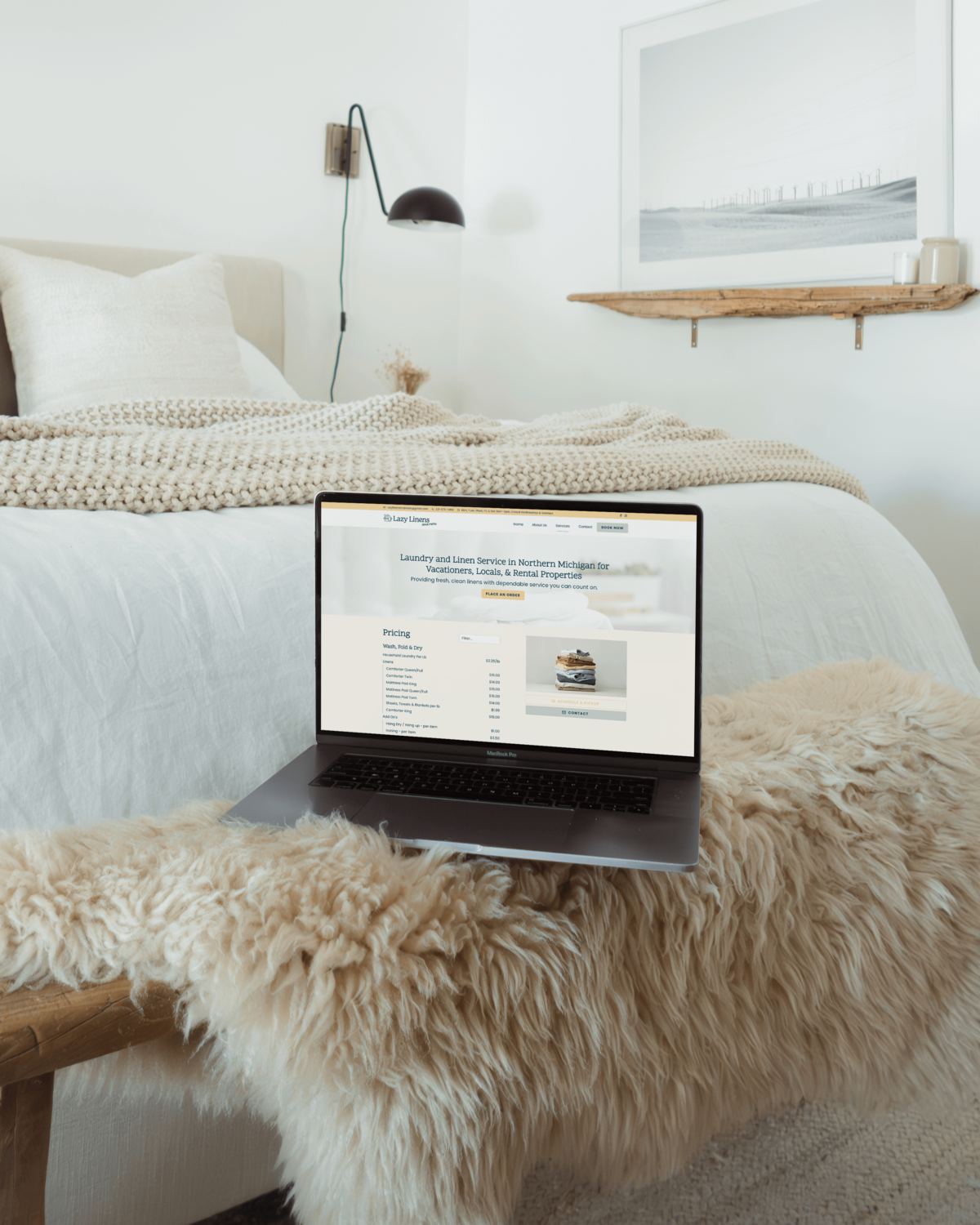 Dreamy, minimal website design with soft neutrals, curated typography, and cozy coastal vibes for intentional lifestyle brands.