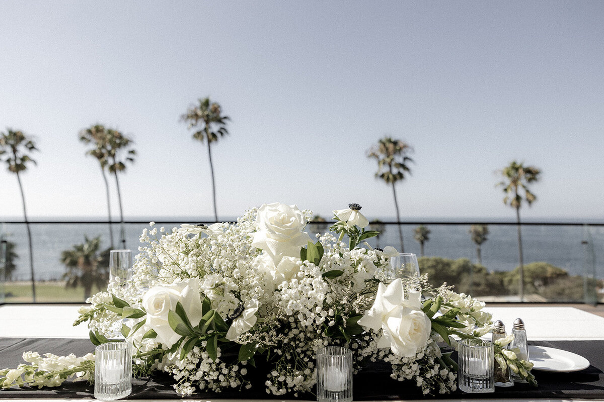 Close up of wedding table and centerpieces at San Diego wedding
