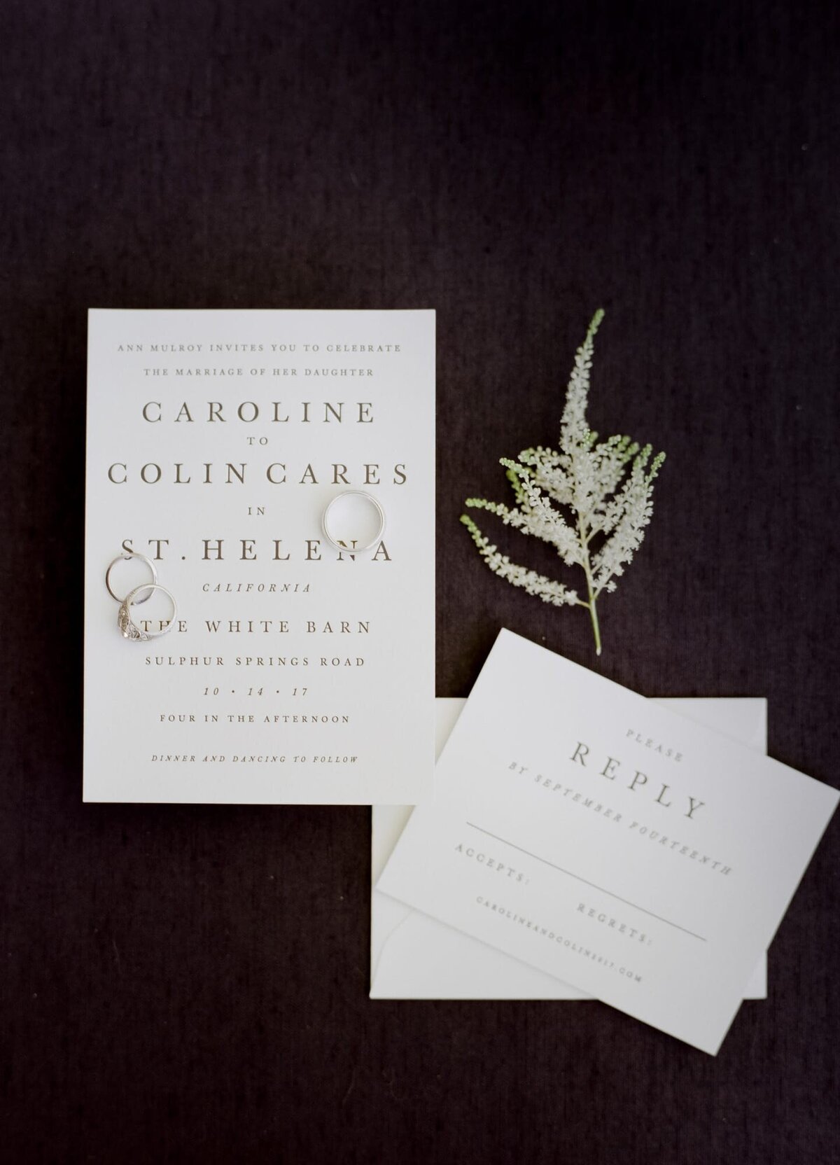 Aesthetic and minimal wedding invitation cards with confirmation card.