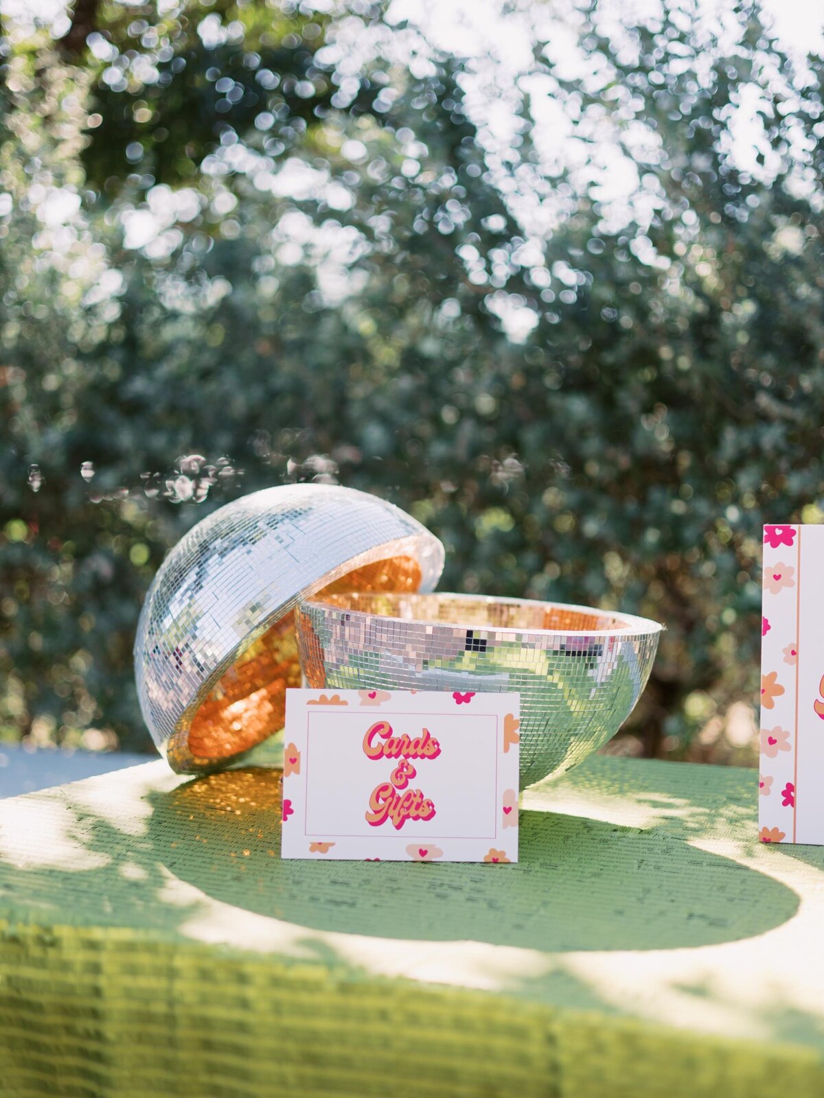 retro-wedding-card-box-disco-ball-phoenix-arizona