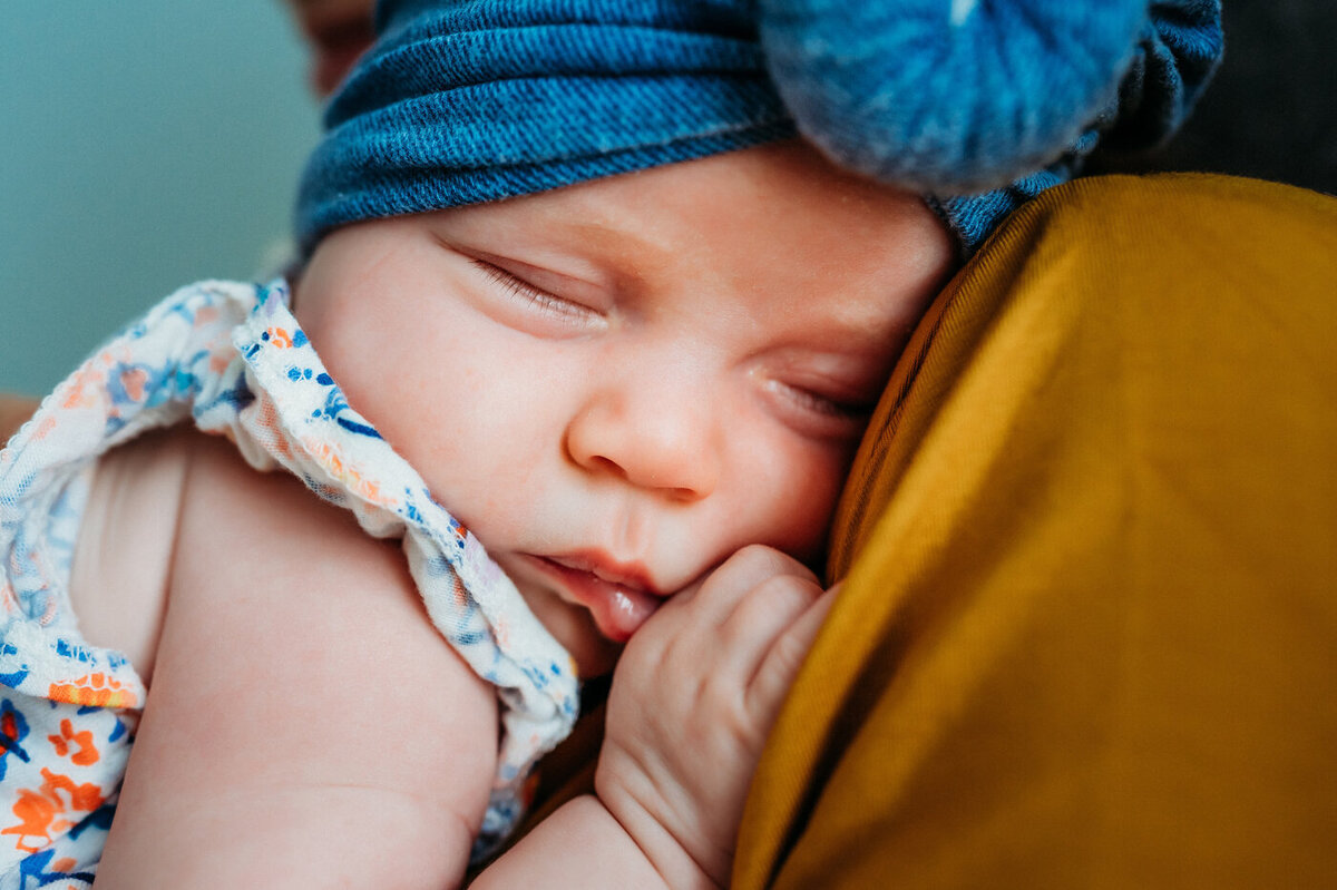 Close up of sleeping newborn baby girl