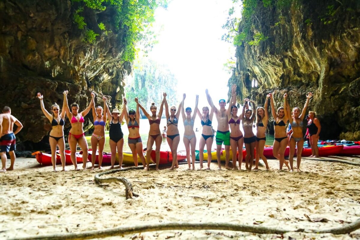 yoga retreat on a kayaking adventure in Thailand  on a hidden beach