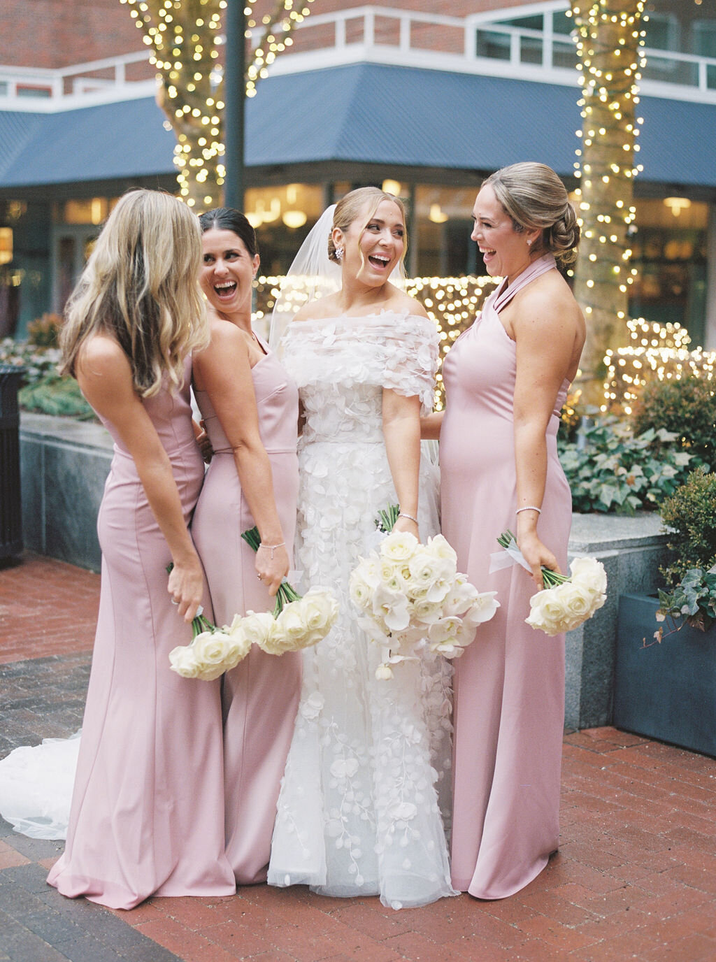 Bride with Pink Bridesmaids