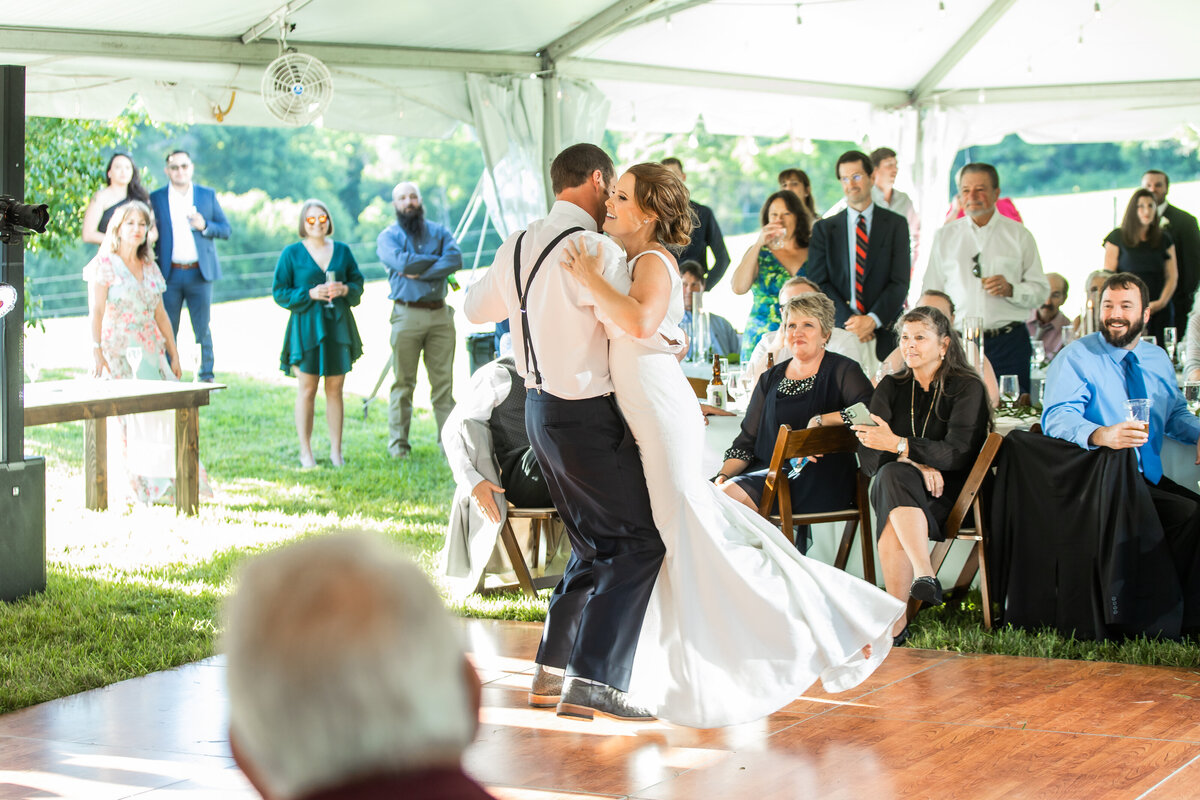Dancing couple in a tent, Baltimore wedding photography