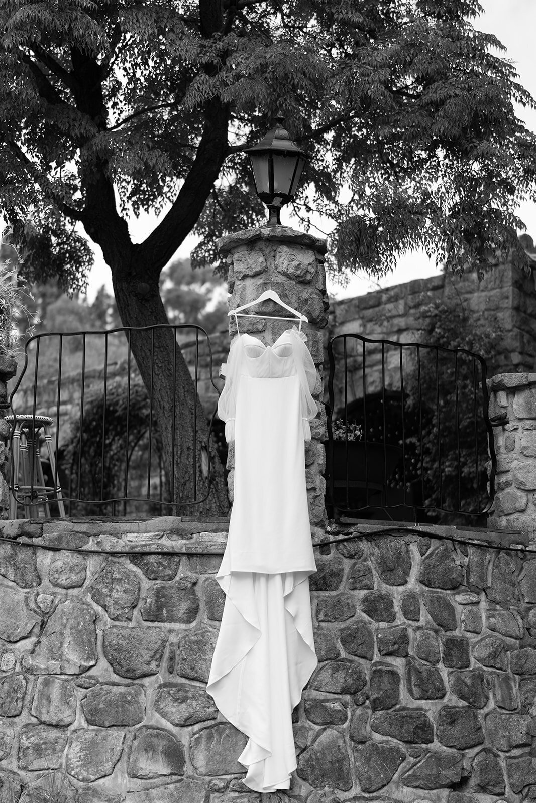 black and white wedding dress photo at the manor basket range