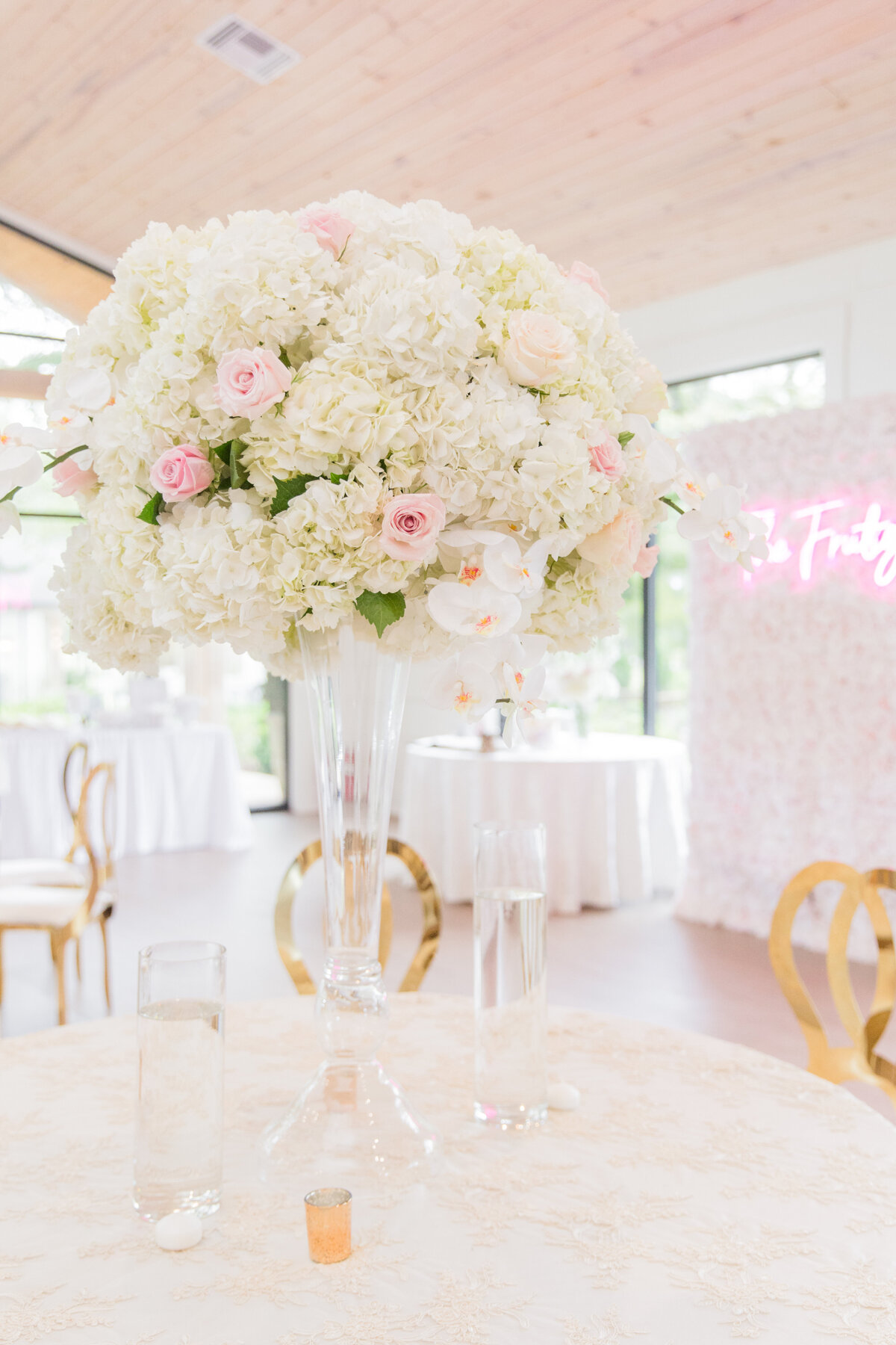 a floral arrangement as a table centerpiece