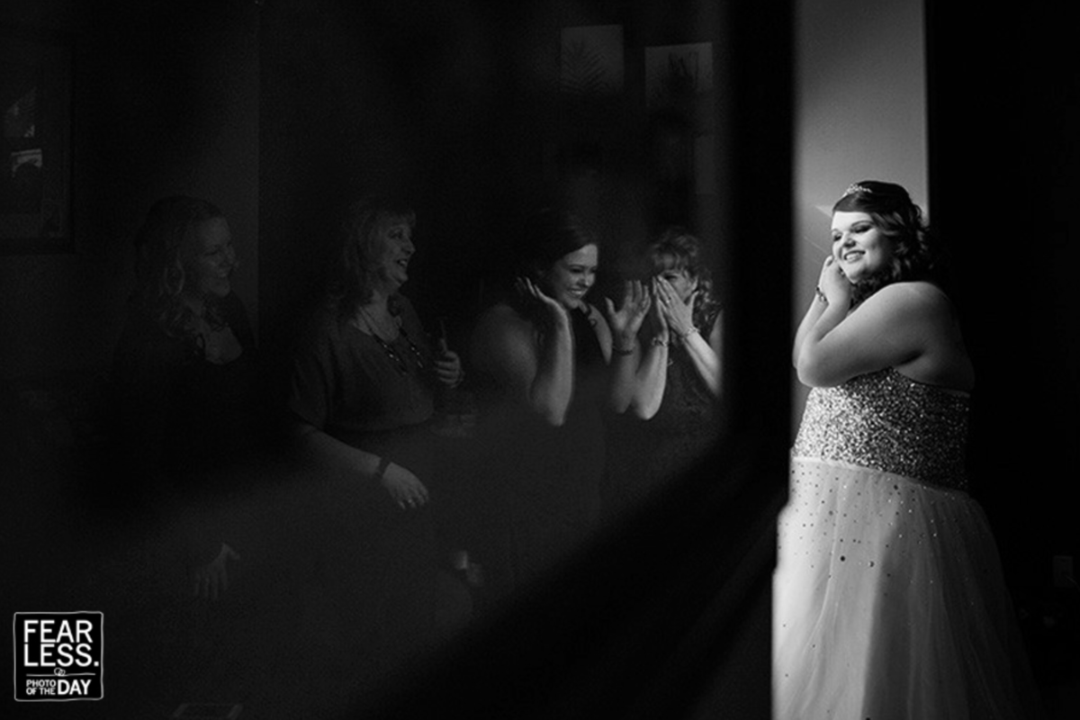 Bride getting ready with family