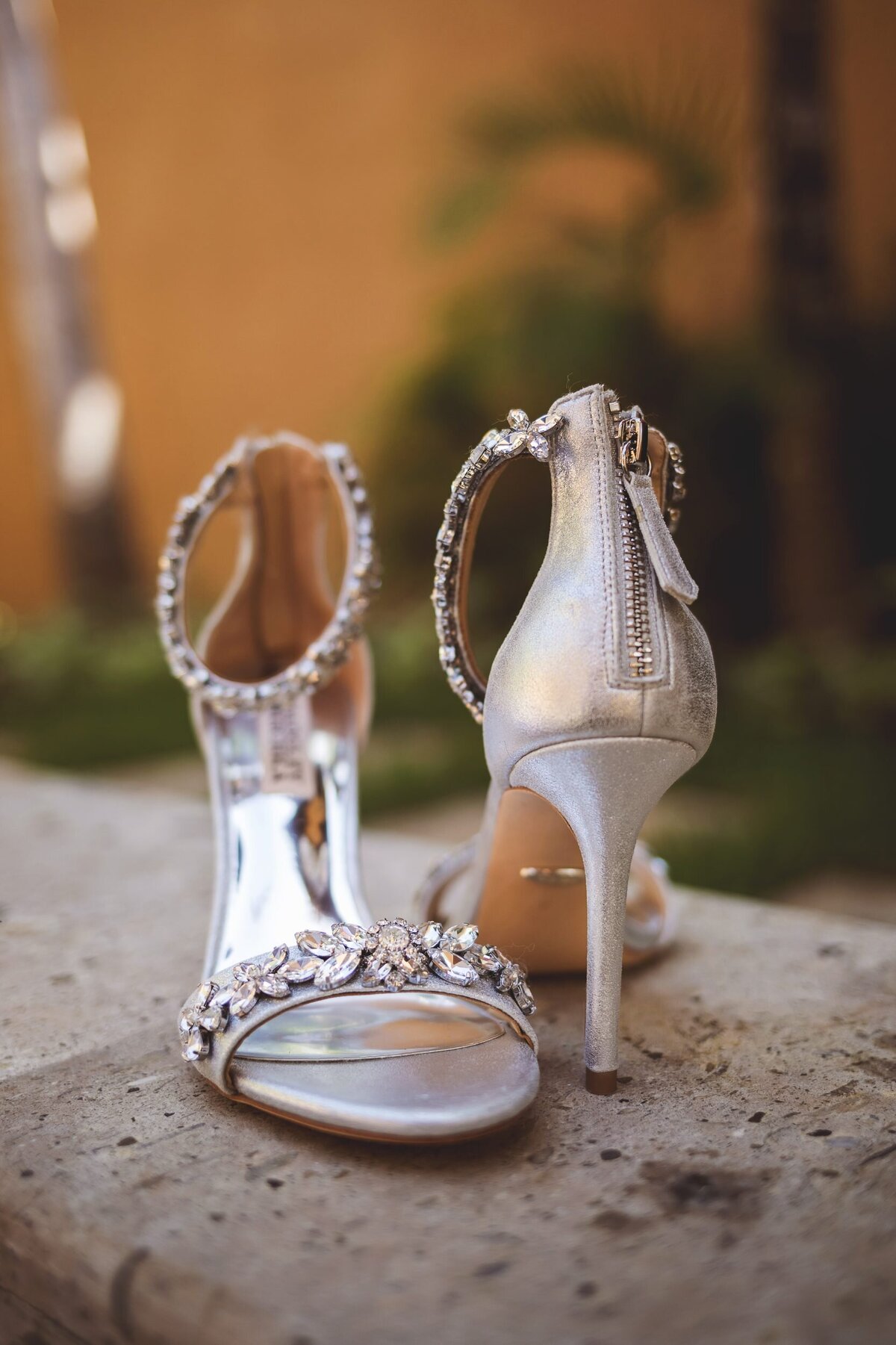 Brides shoes at wedding in Riviera Maya