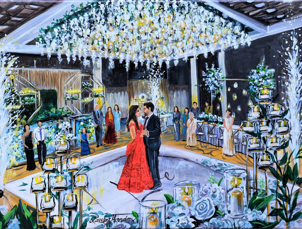 san antonio indian live wedding painting by Laura Herndon