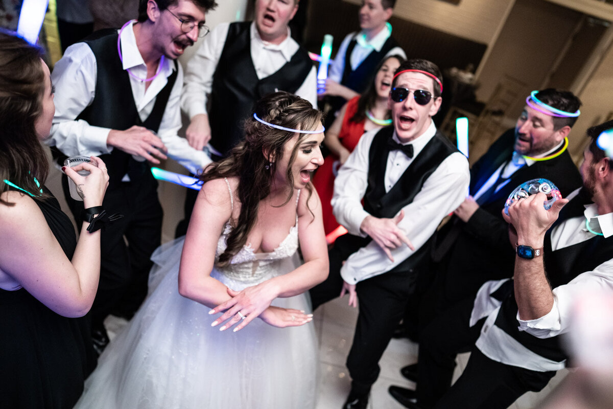 Bride and groom having fun at Southern Oaks wedding