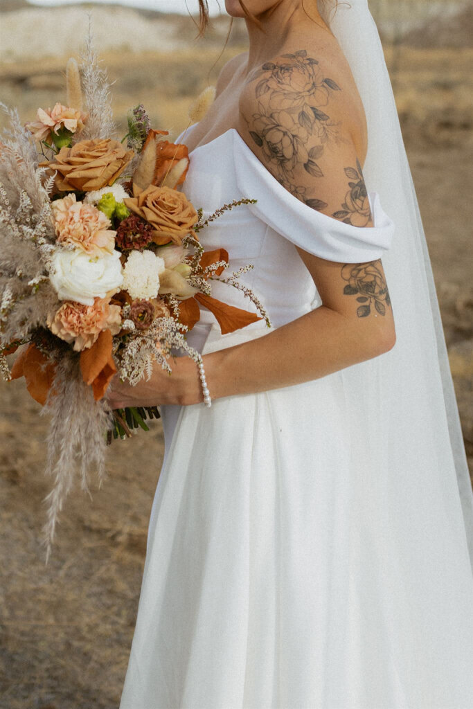 Boho inspired bridal bouquet by Bloomdigity Floral Studio, an contemporary, Lethbridge, Alberta wedding florist, featured on the Brontë Bride Vendor Guide.