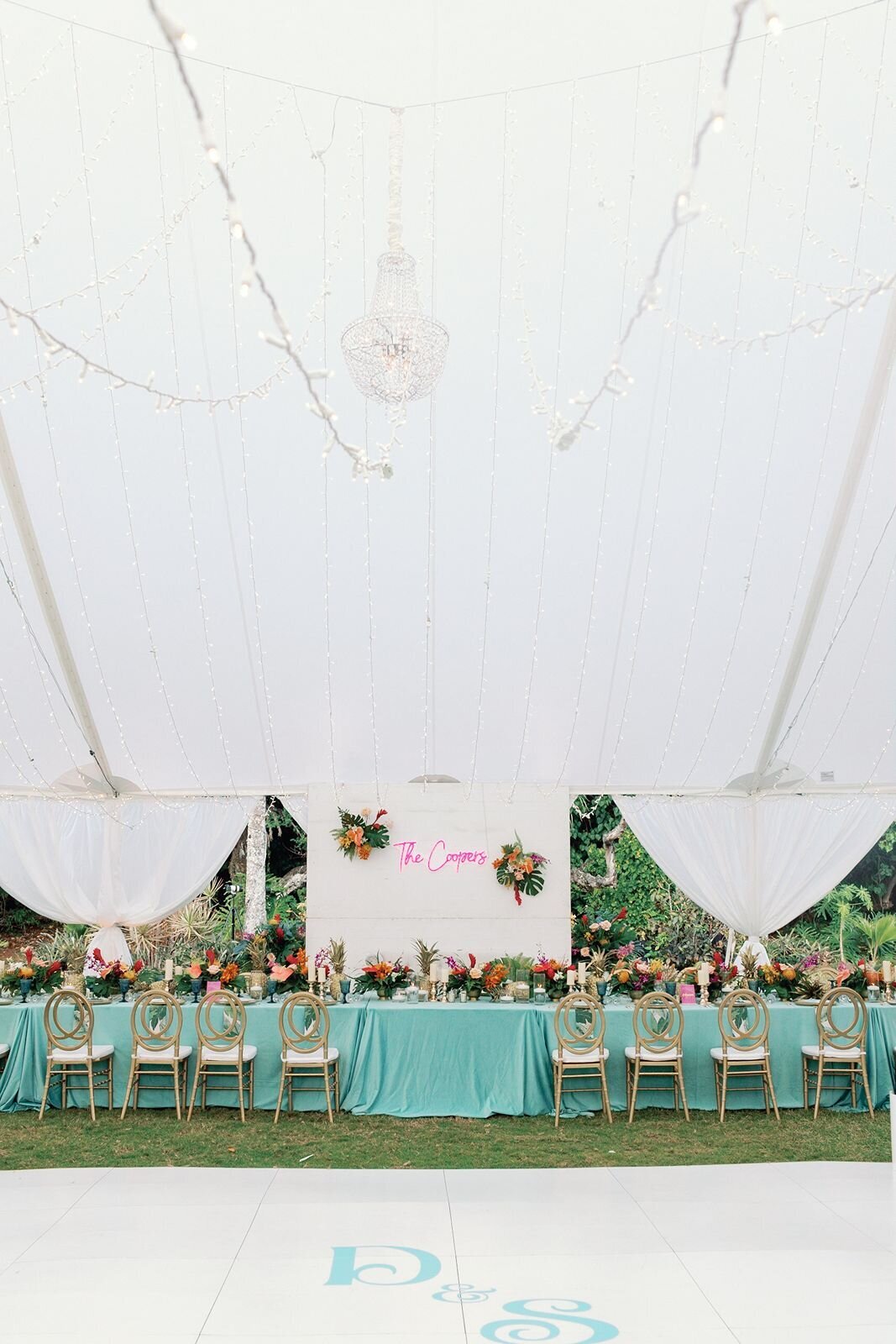 chandelier-tent-aqua-tropical-wedding-aqua