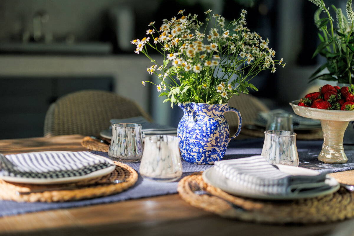 a table set with luxury products