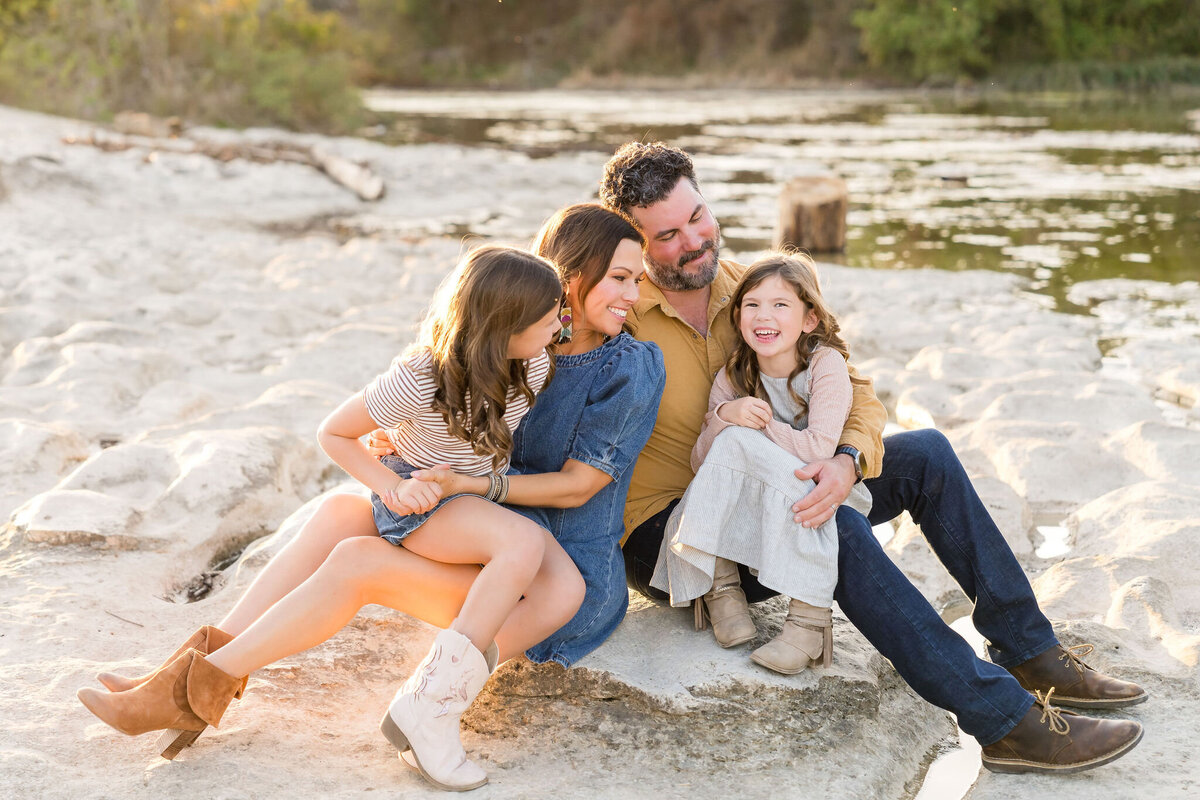 Family playing at McKinney Falls