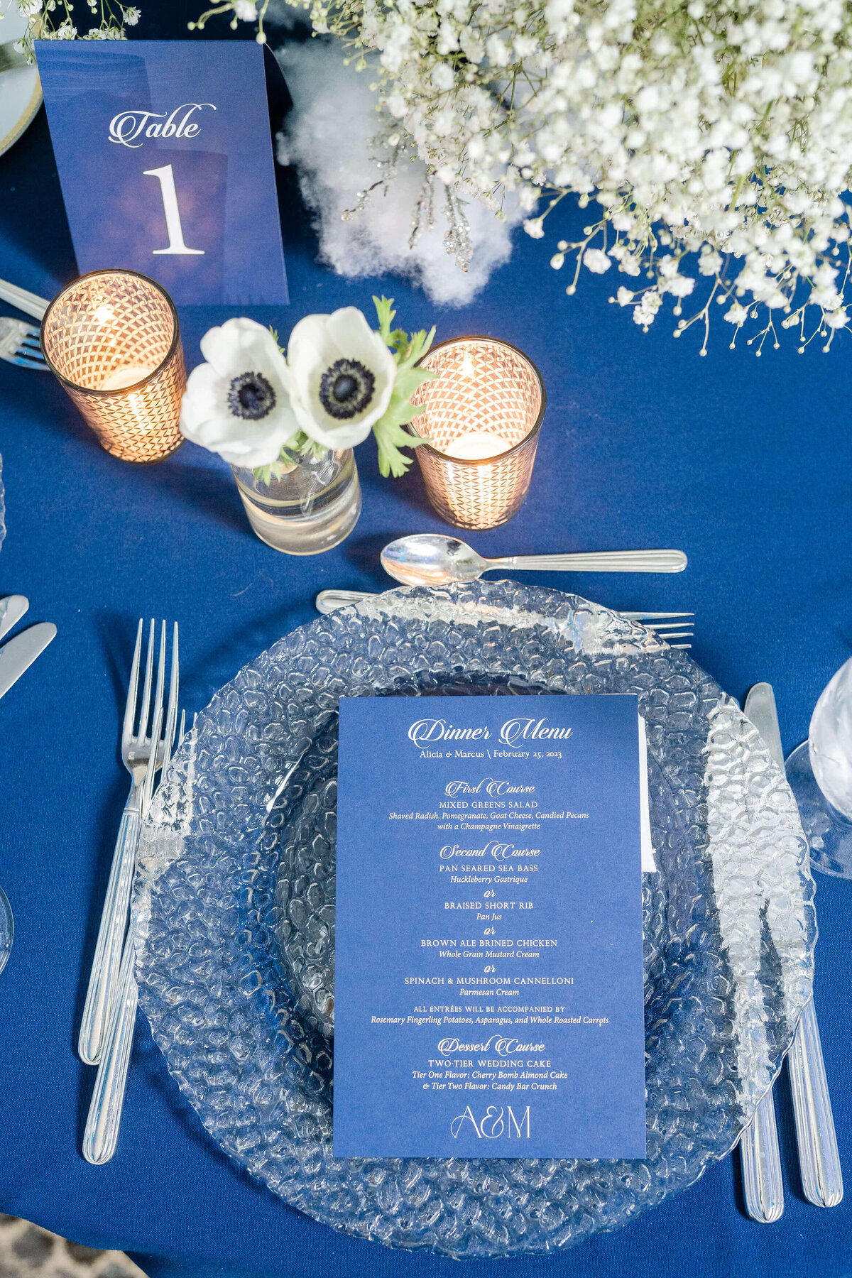 14_Wedding Navy White Silver Place Setting