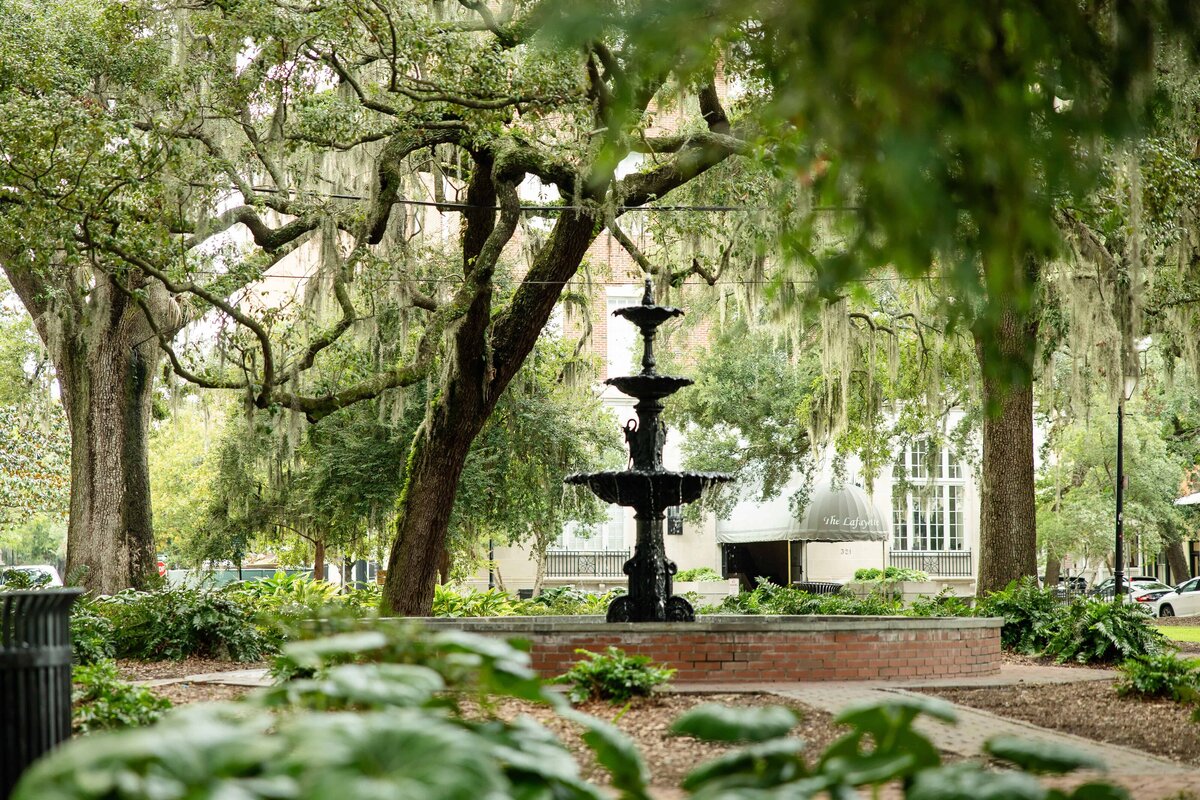 Surprise Engagement Photography at Lafayette Square, Savannah GA
