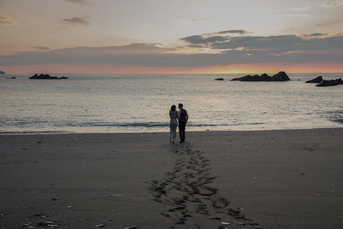 Footprints in the sand at Tunnels Beaches Devon