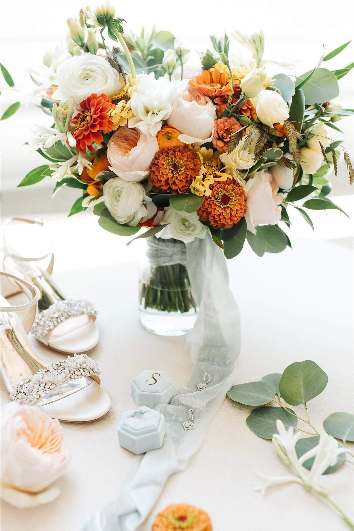 Kalynne Miller Wedding - bouquet on table