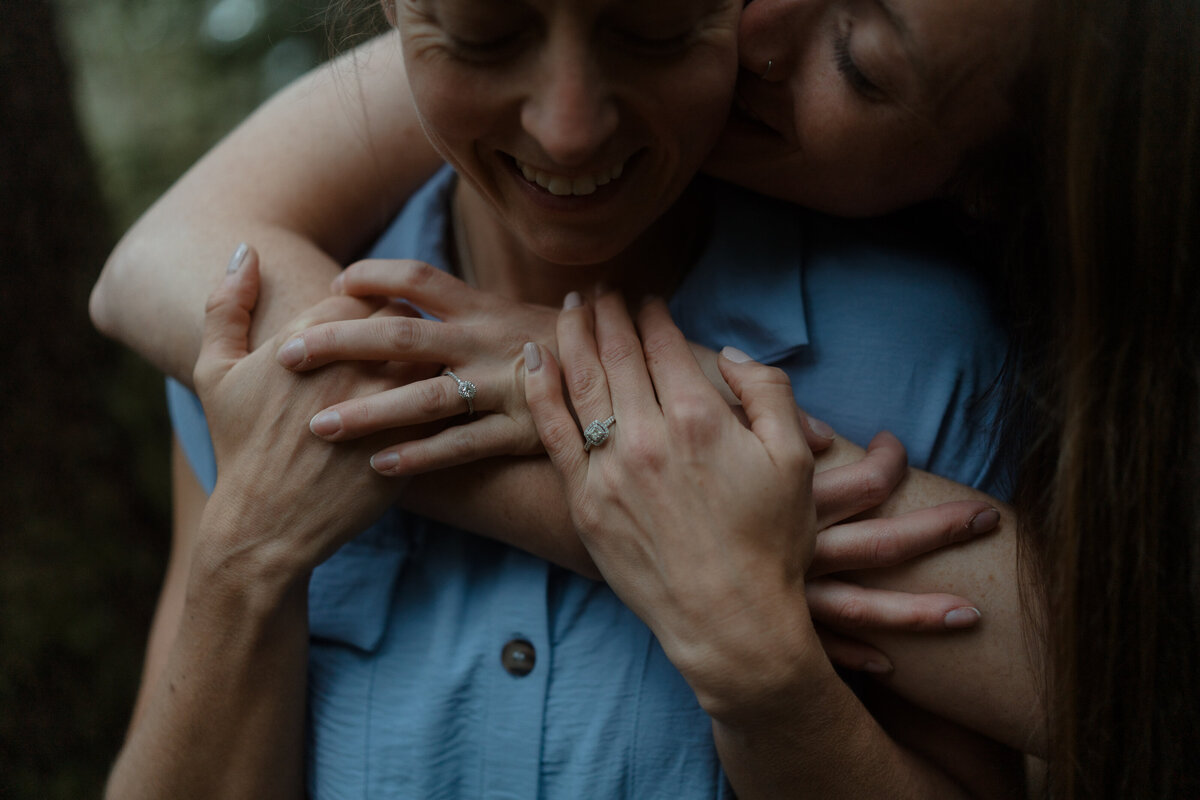 lesbian couple embracing