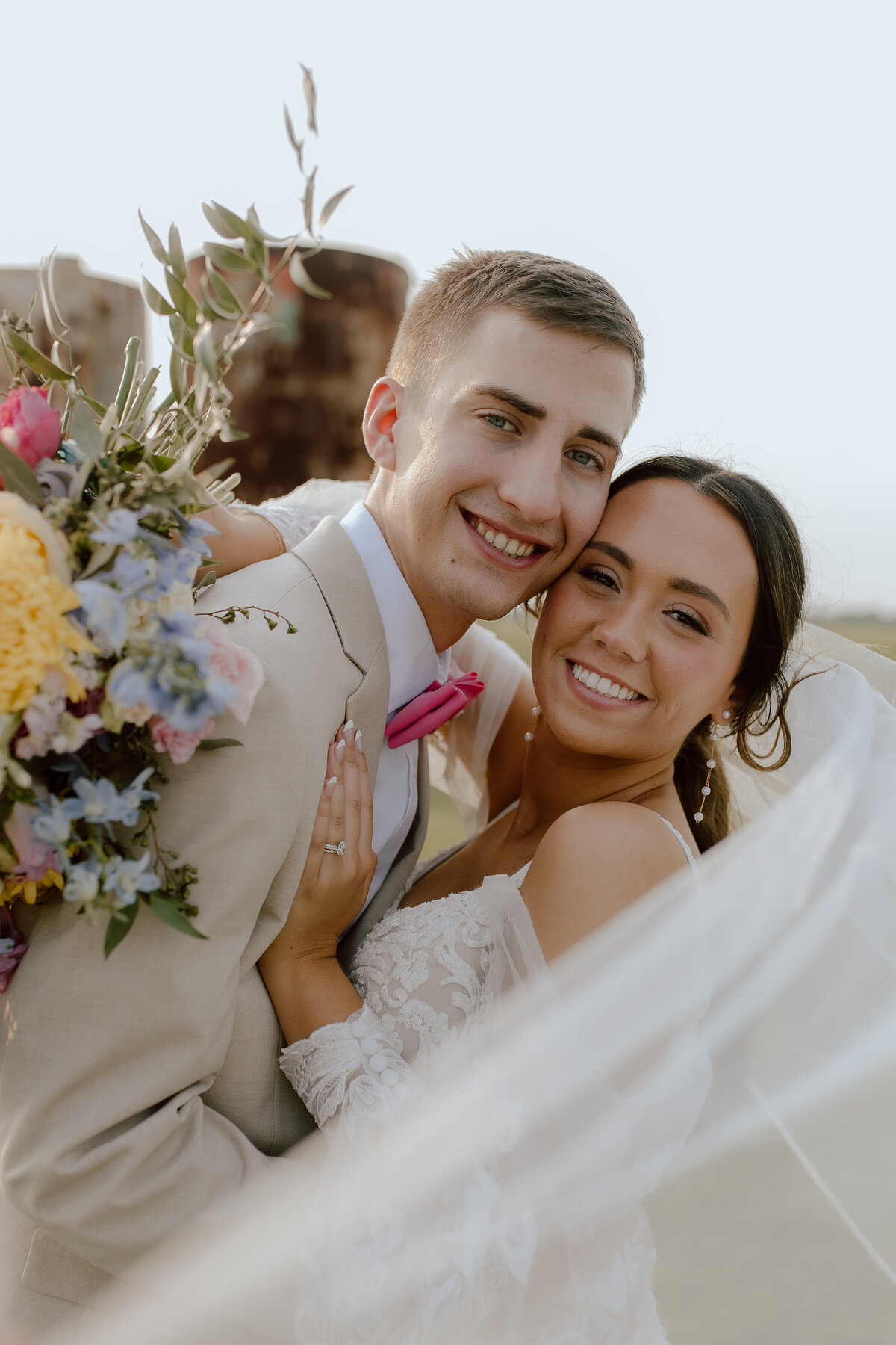 Artistic and warm-toned wedding photos at The Gin at Hidalgo Falls venue.
