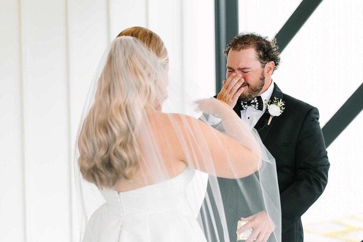 wedding first look with bride & groom