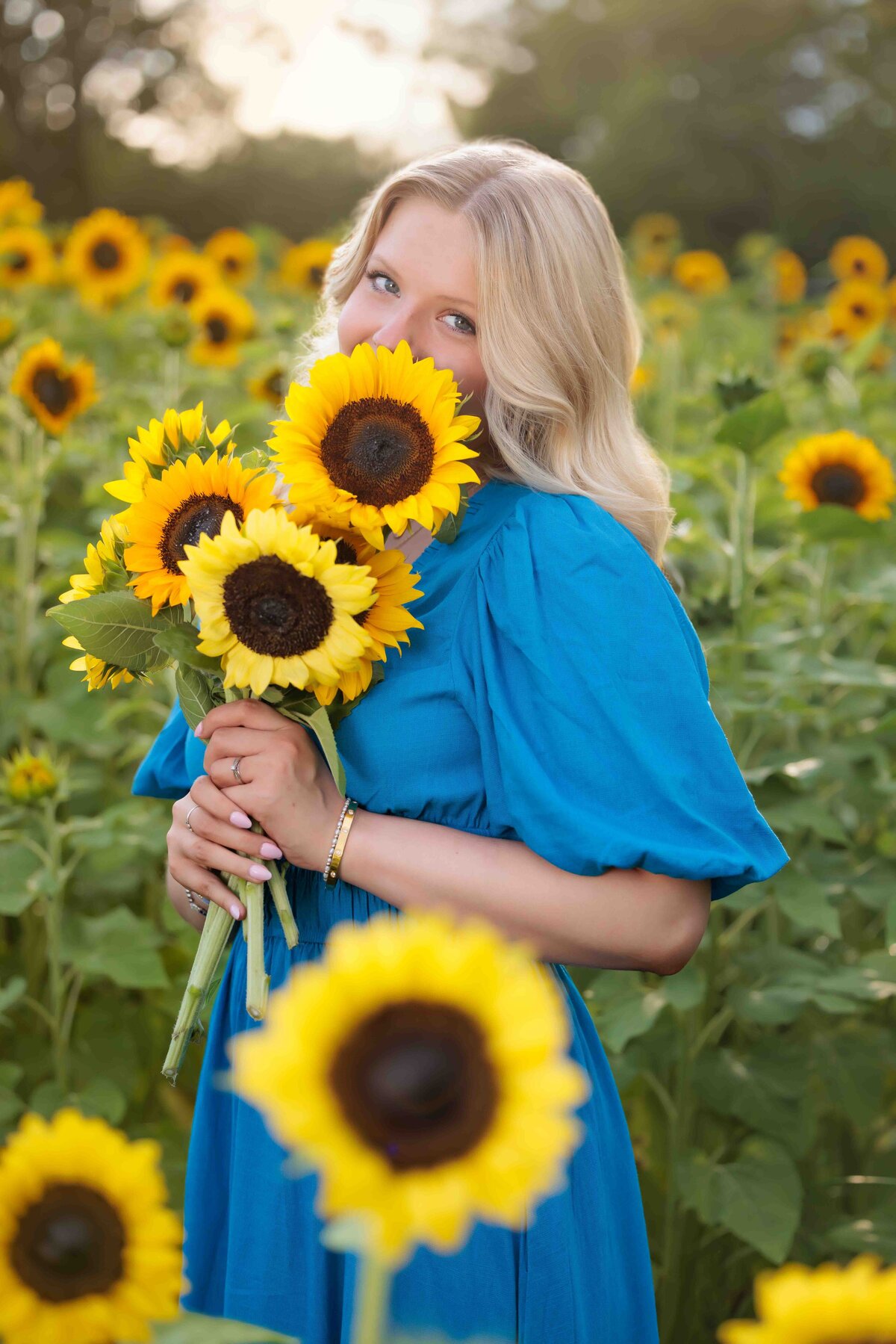 Raleigh sunflower senior portraits