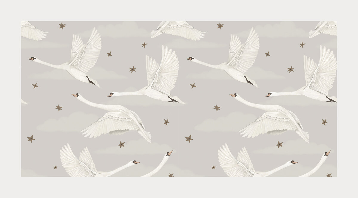 Stars and Flying swans wallpaper