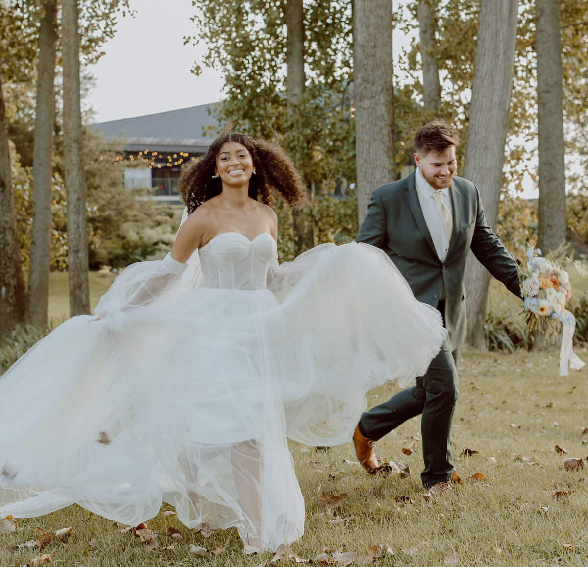 outdoor wedding photo of bride and groom