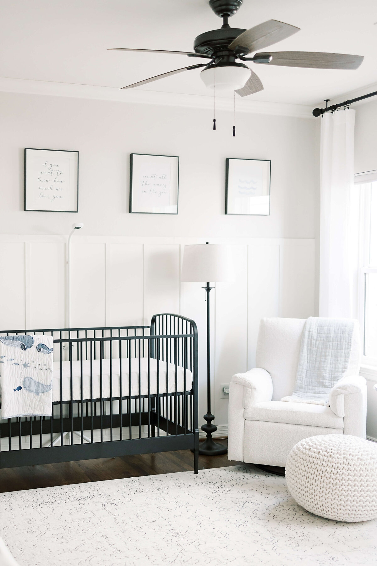 a decorated, light and airy home nursery