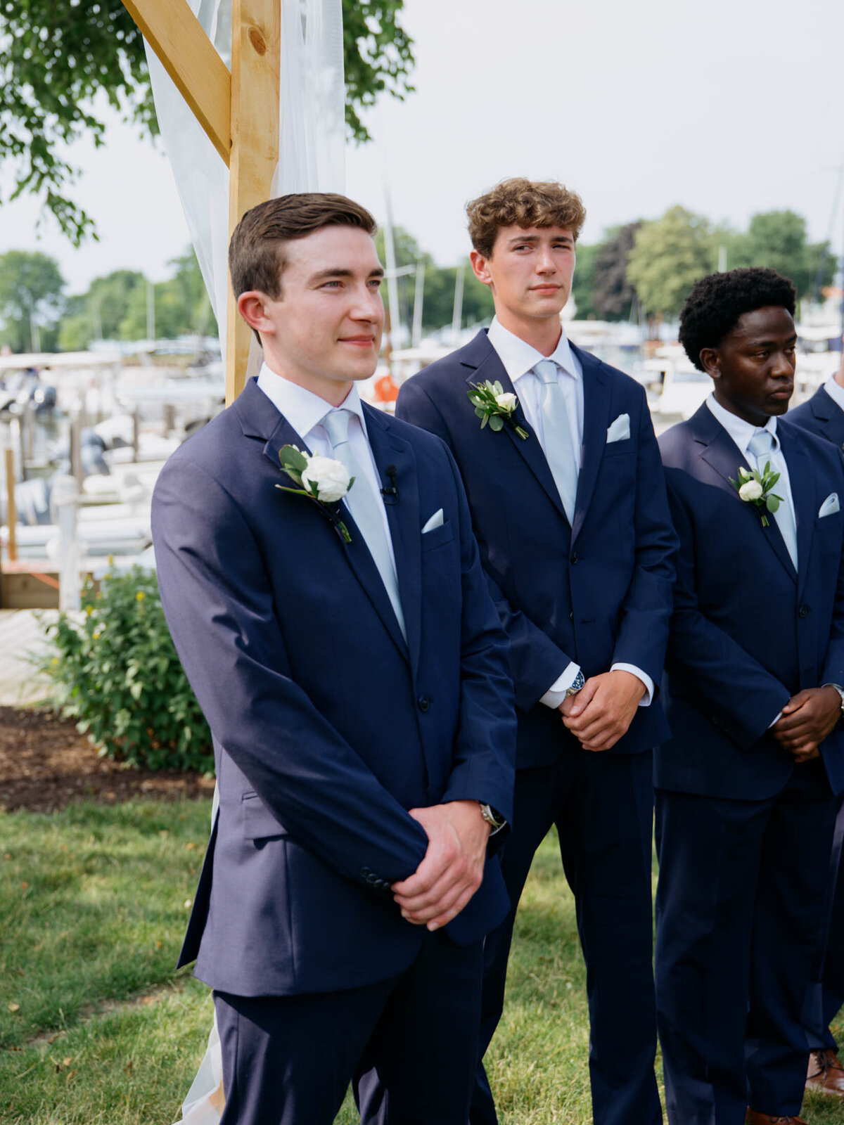 Wedding ceremony at Cleveland Yachting Club with lake views