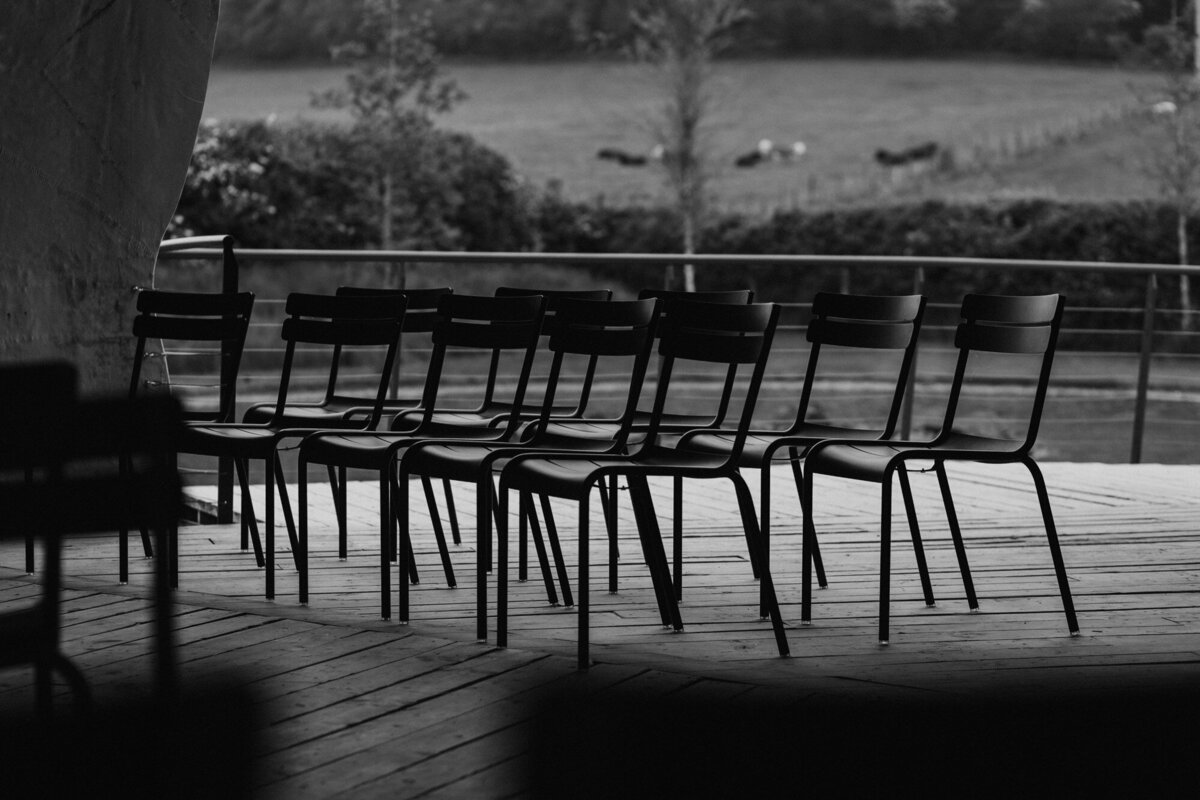 wedding ceremony empty chairs