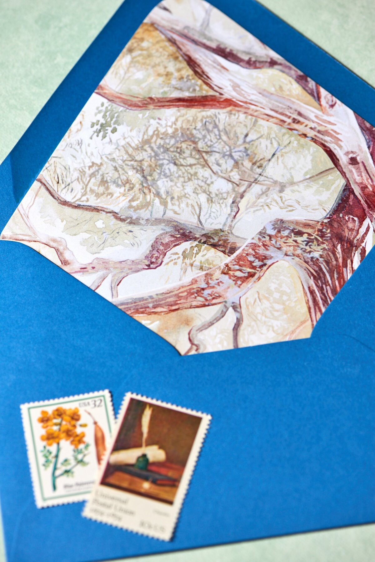 LowcountryPaperCo_Lauren&Austin_EnvelopeLiner_OakTreeWatercolor