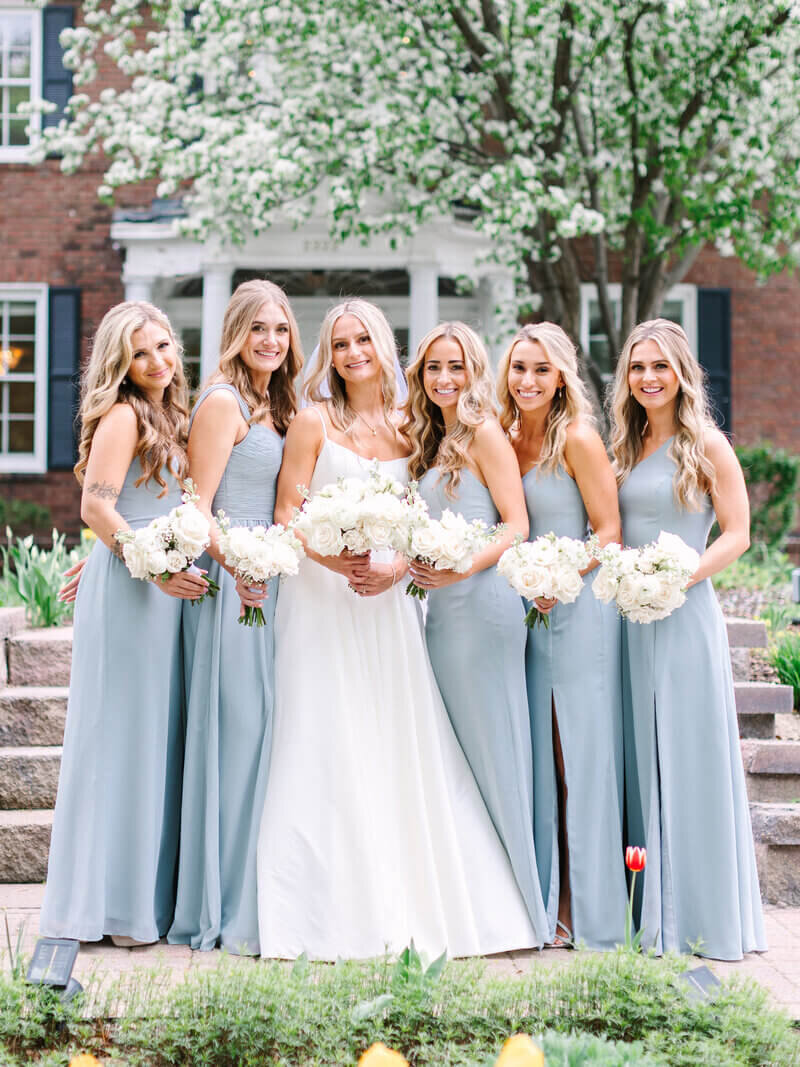 Bridal party smiling by chicago wedding planners