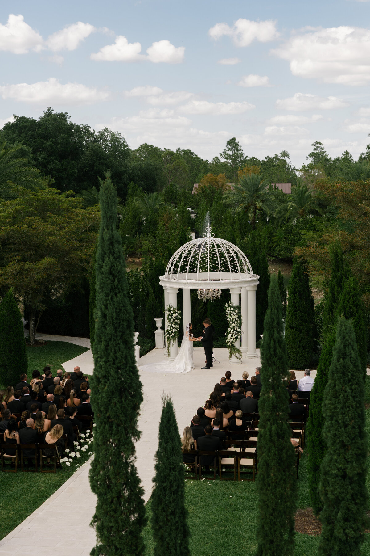 drone shot of wedding ceremony at La Casa Toscana