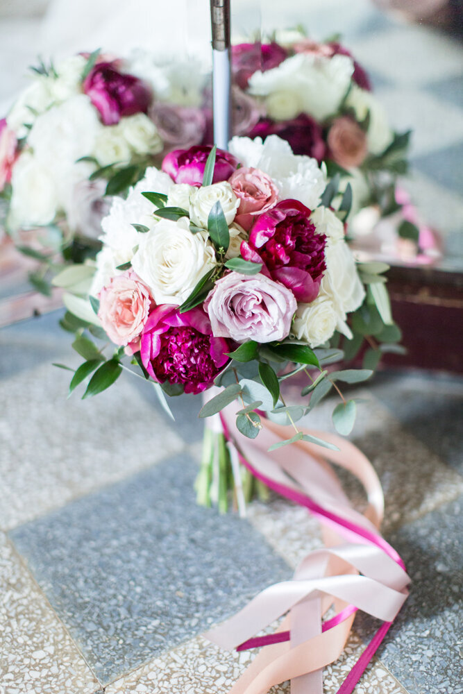 Peony and rose bridal bouquet