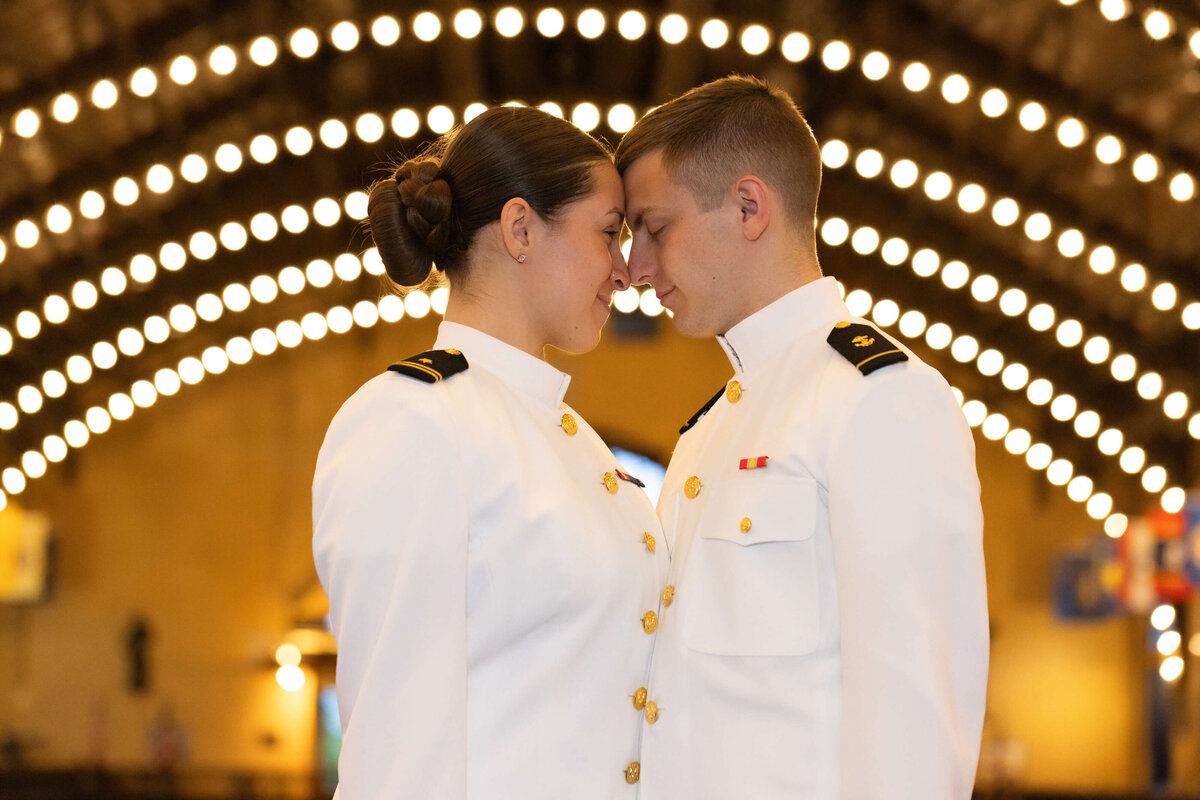 US Navy Couple or Military Couple at Dahlgren Hall,  USNA in Annapolis, Maryland.