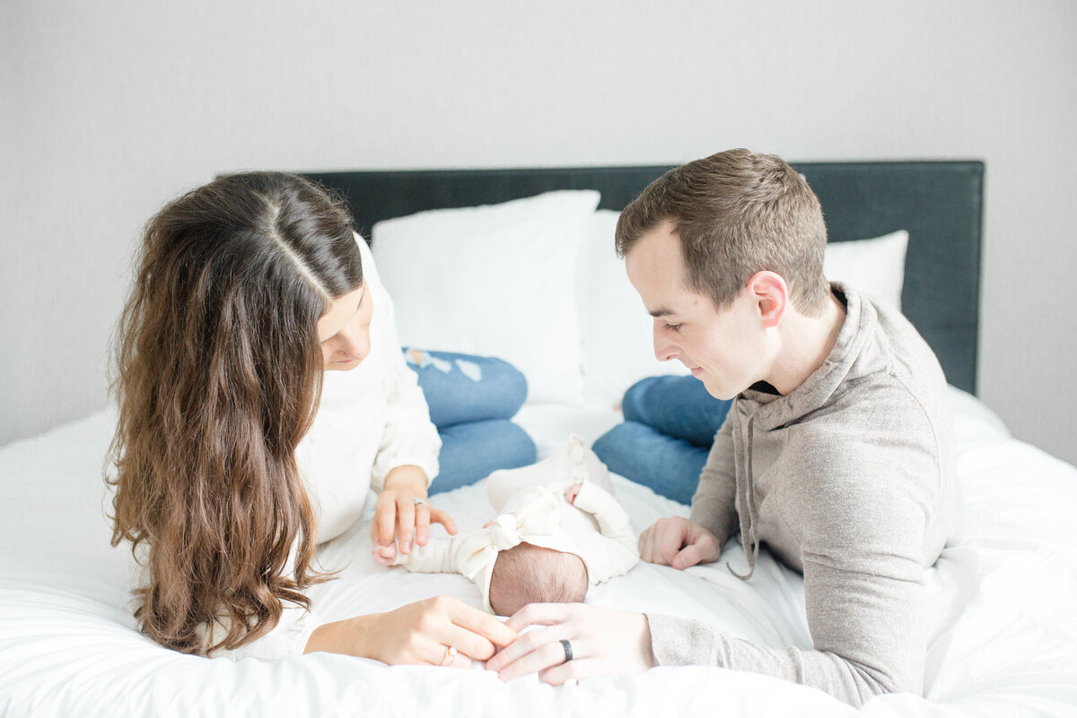 Ann Arbor Newborn Photography Session  with Mom, Dad  & Baby, taken by Plymouth Michigan Maternity Photographer