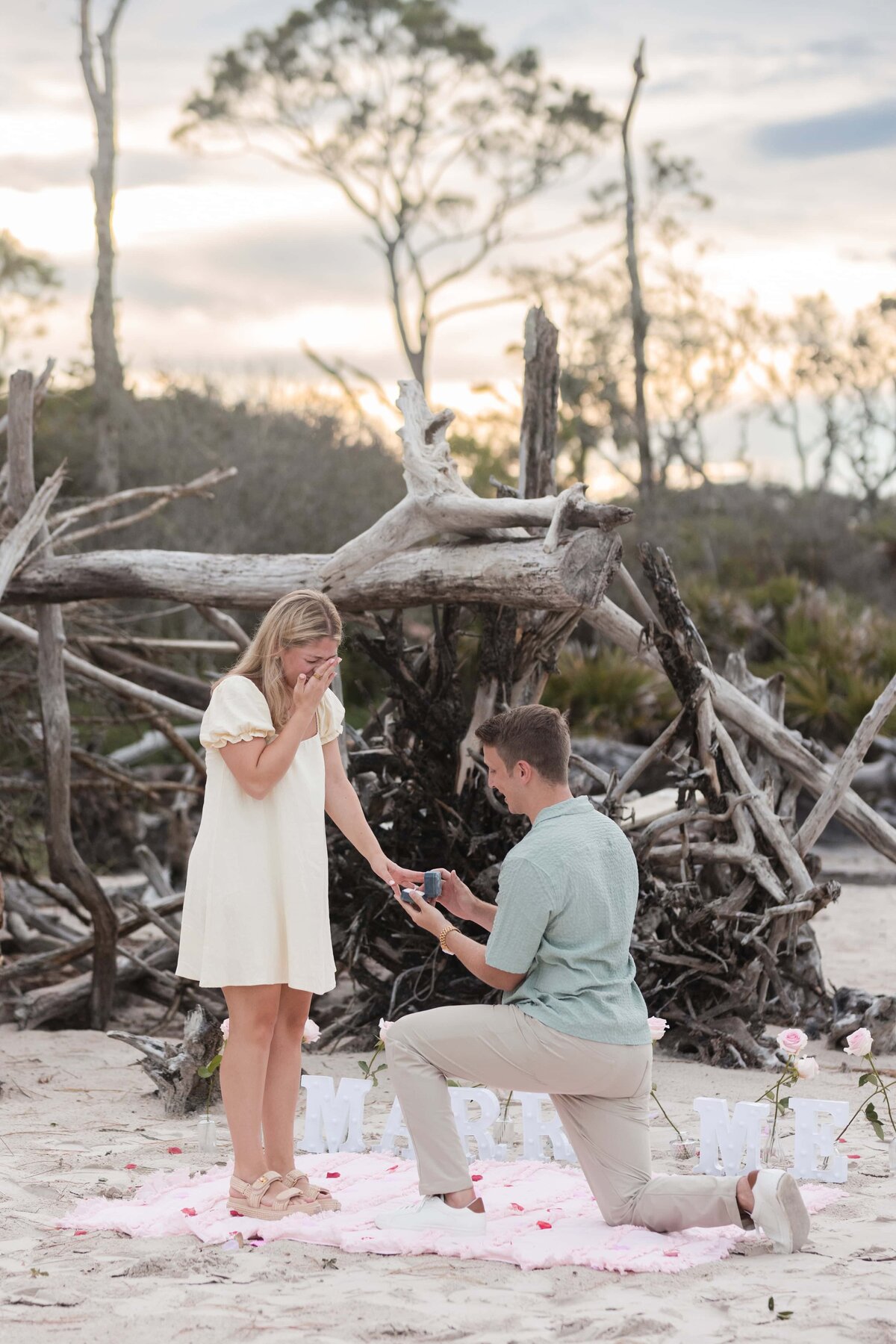 Surprise proposal photos at Boneyard Beach, Jacksonville, FL | Phavy Photography, Jacksonville Proposal Photographer-8046