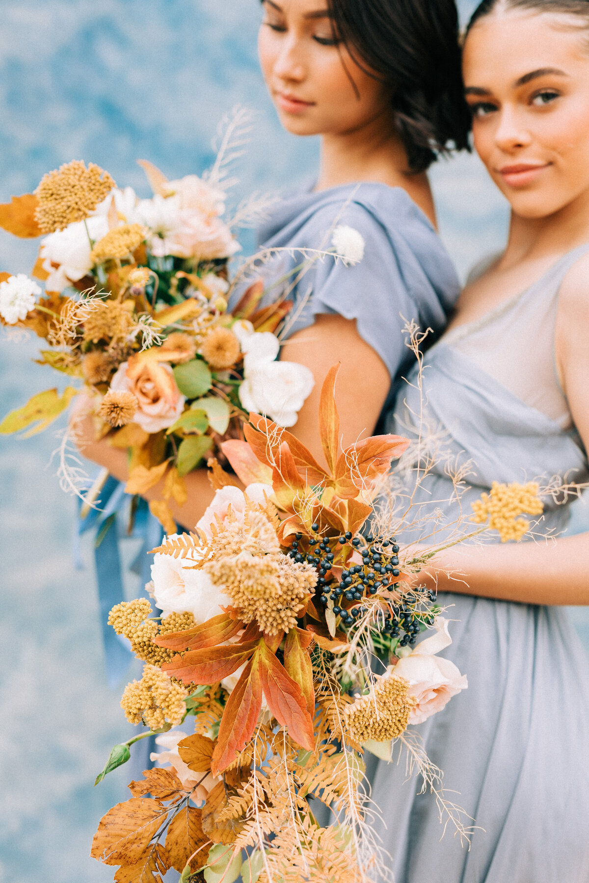 close up of bridesmaids with fall bouquets winx photo tennessee wedding photographer
