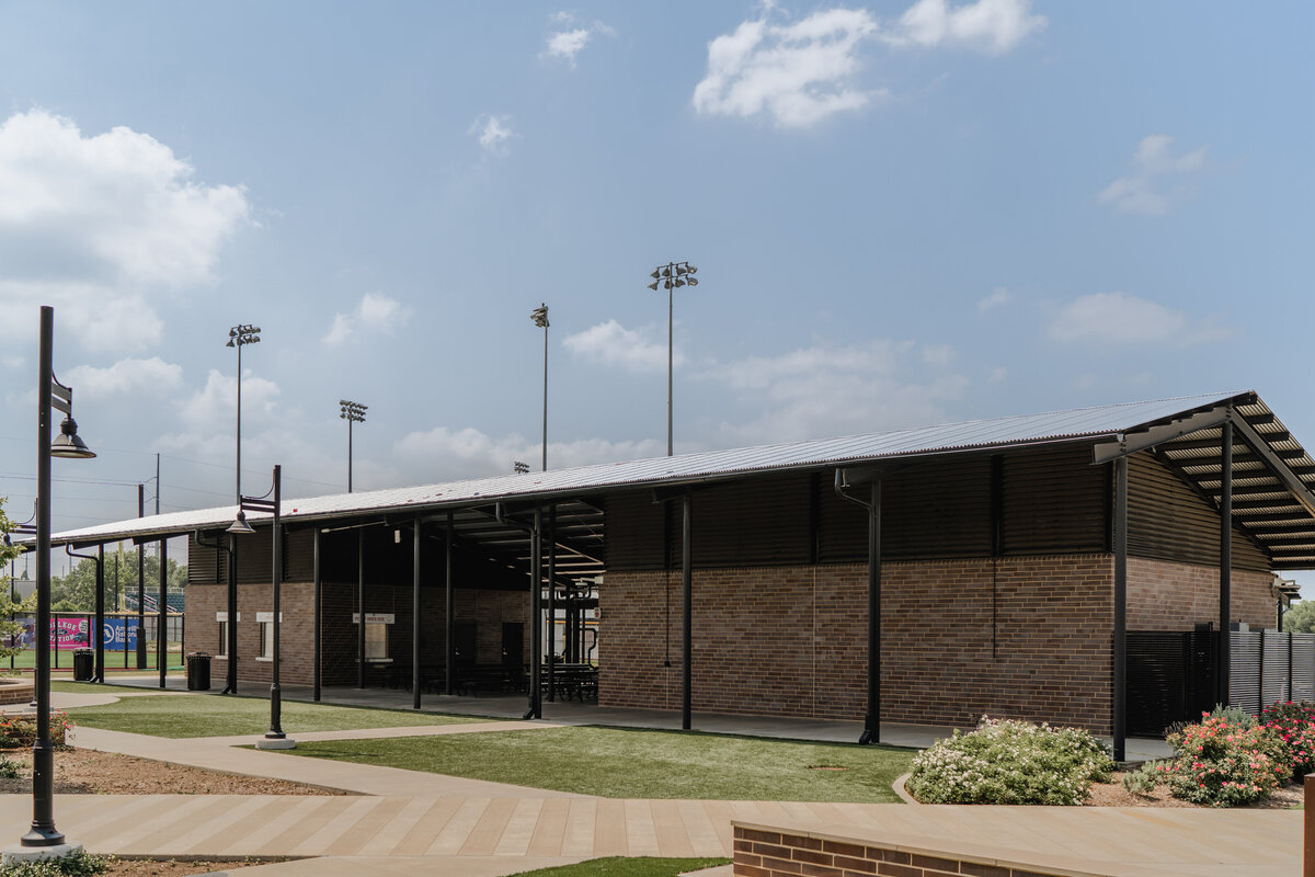 exterior of brick concession stand and restroom for baseball fields