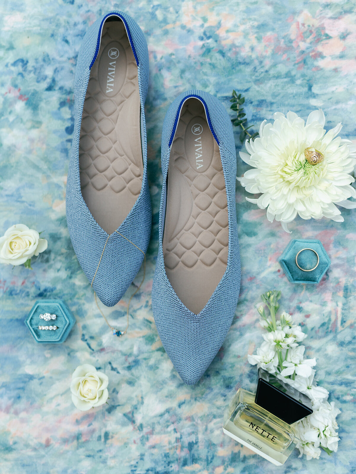 Blue wedding flats