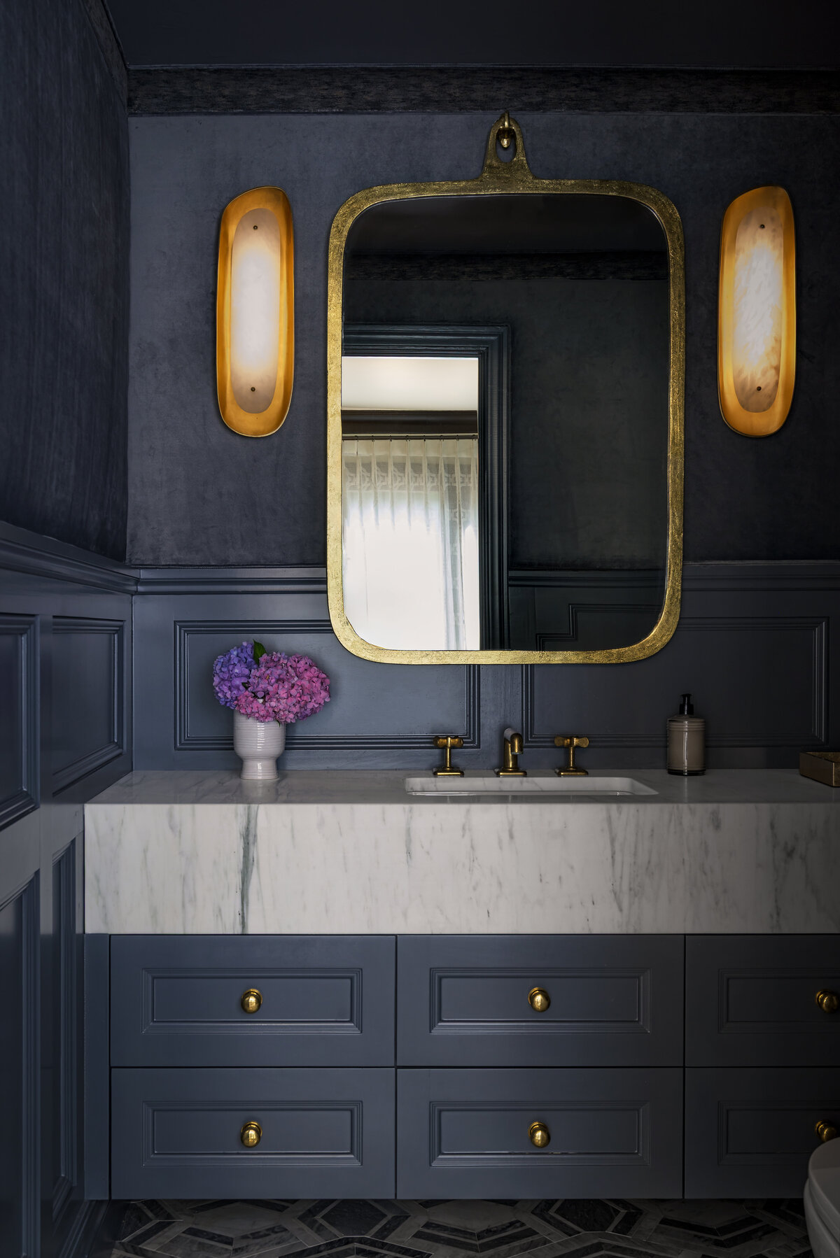 moody powder bathroom 