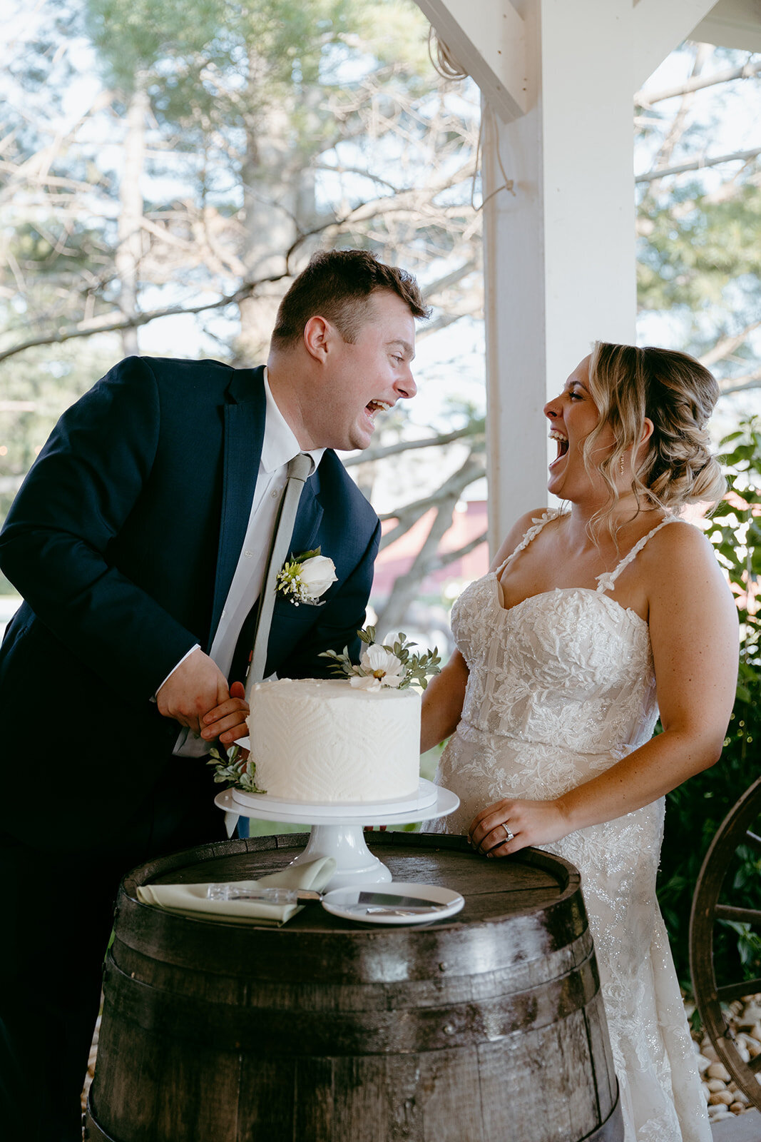 Oak Hill Farm Apple River Wedding Cake Cutting