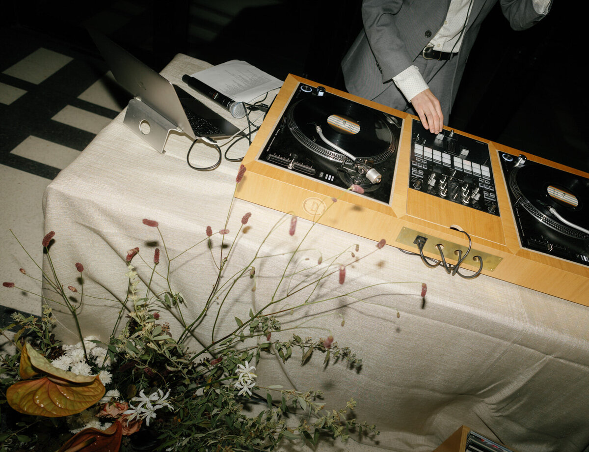 Dart Collective Dj setup at Shinola Hotel wedding reception, Detroit