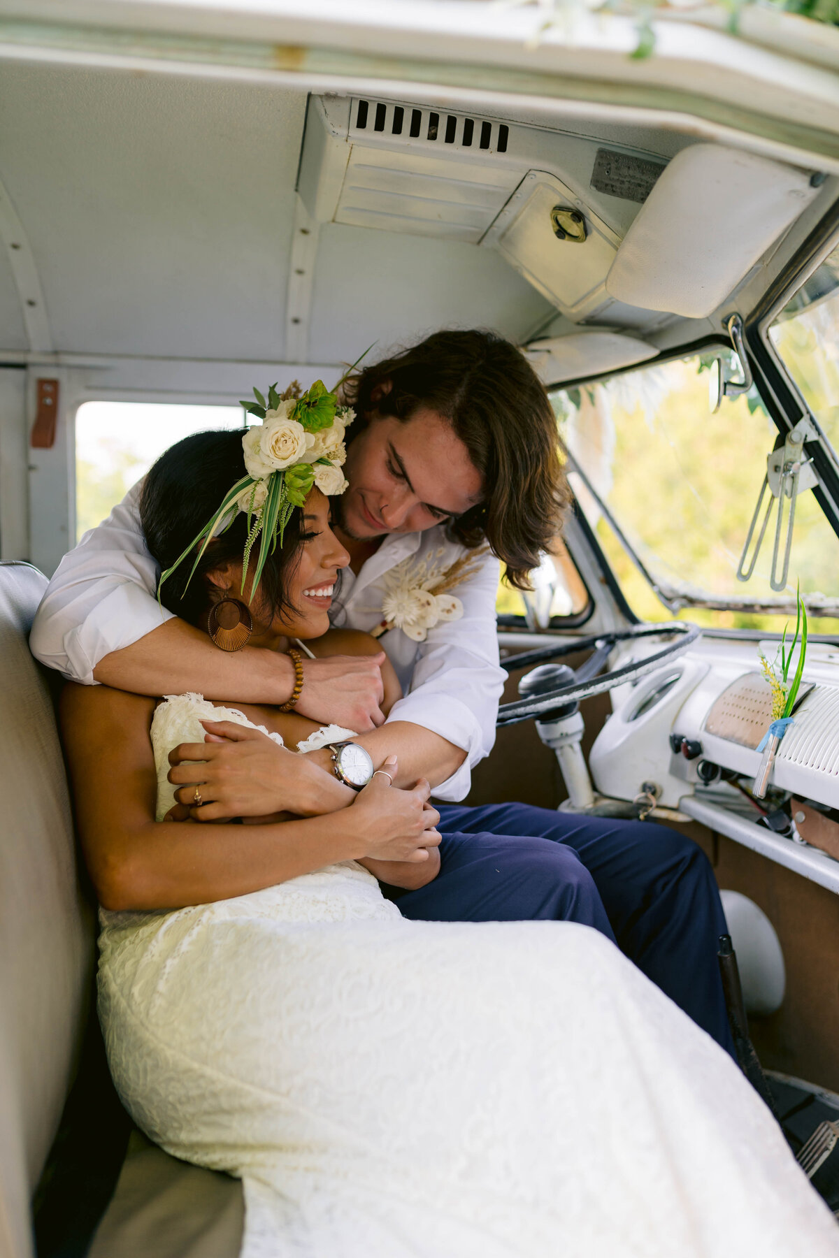 couple in vw bus