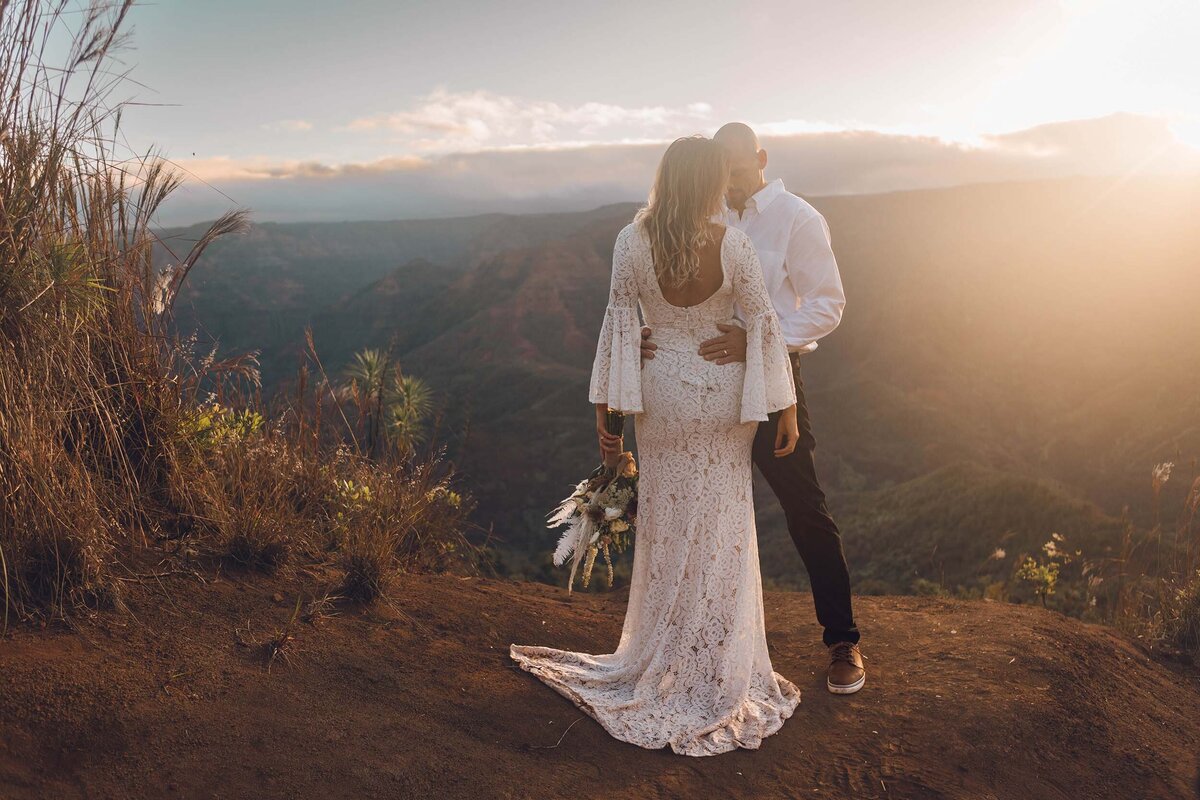 Husband and wife embracing