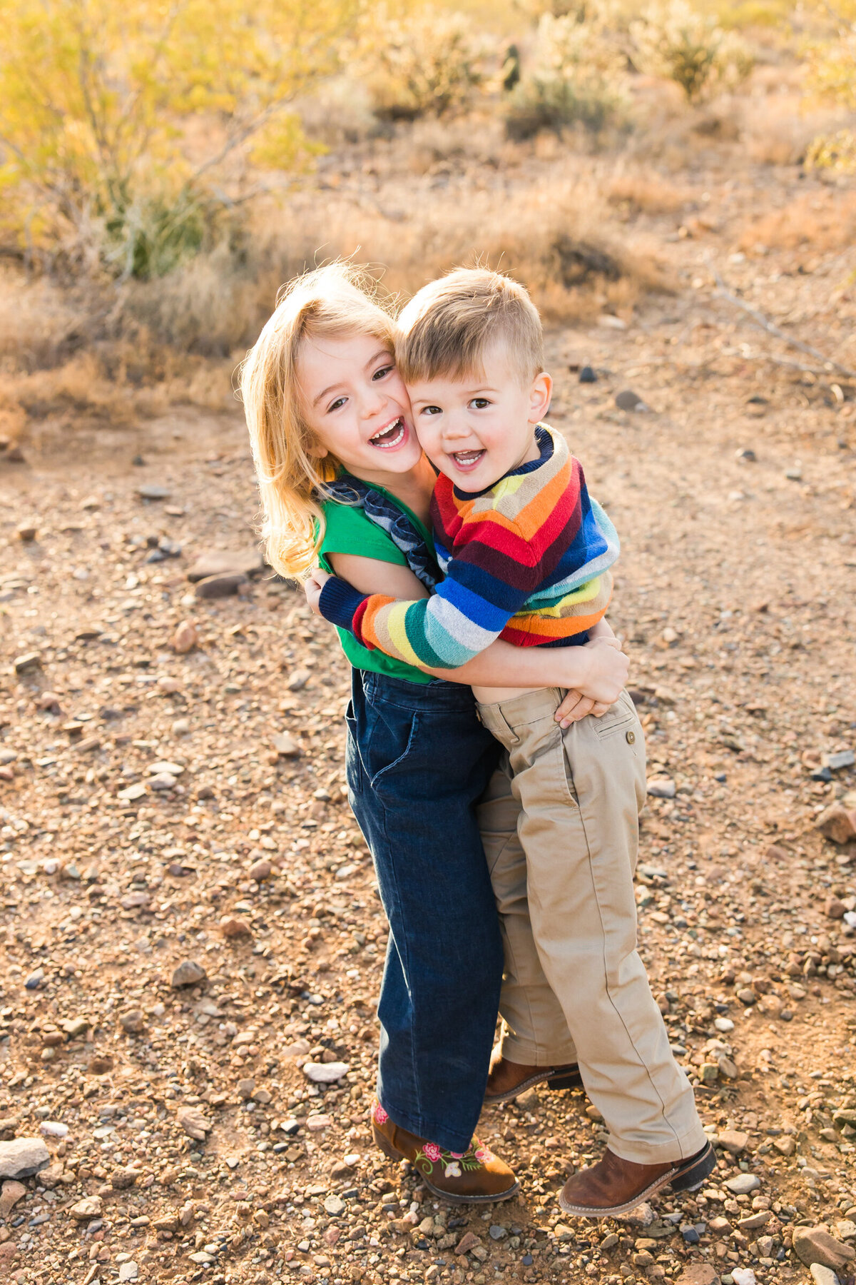 kids smiling together in Phoenix desert