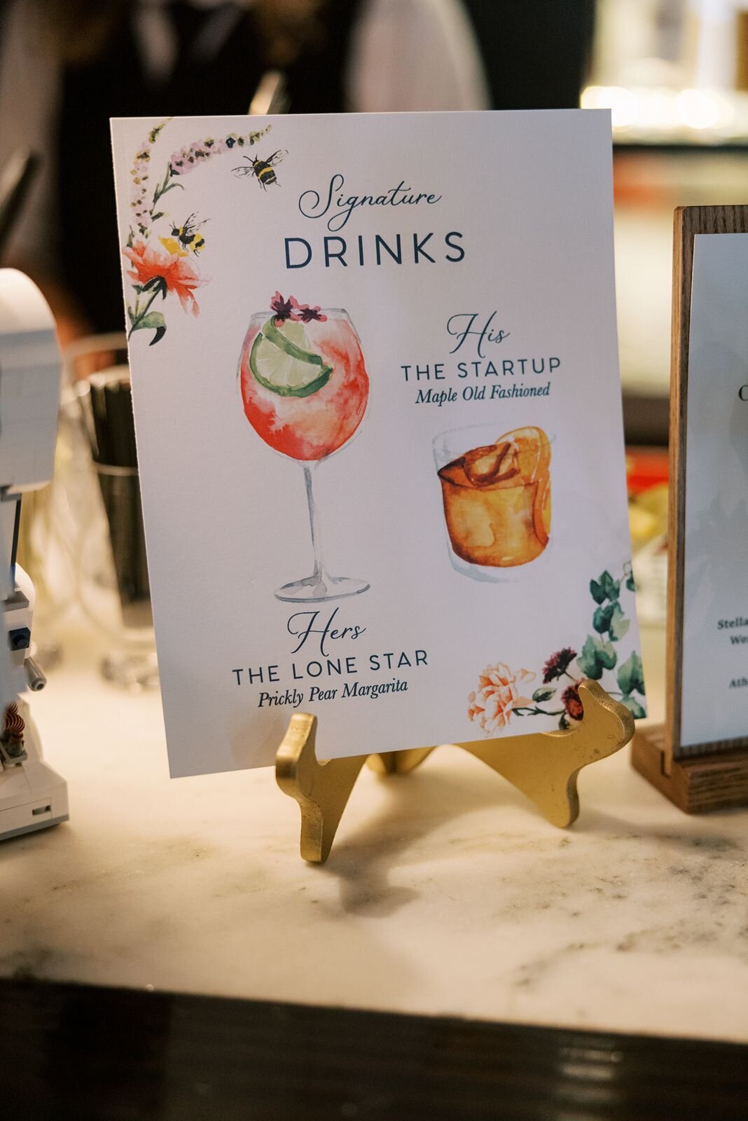 Apiary-Wedding-signature cocktail-signage